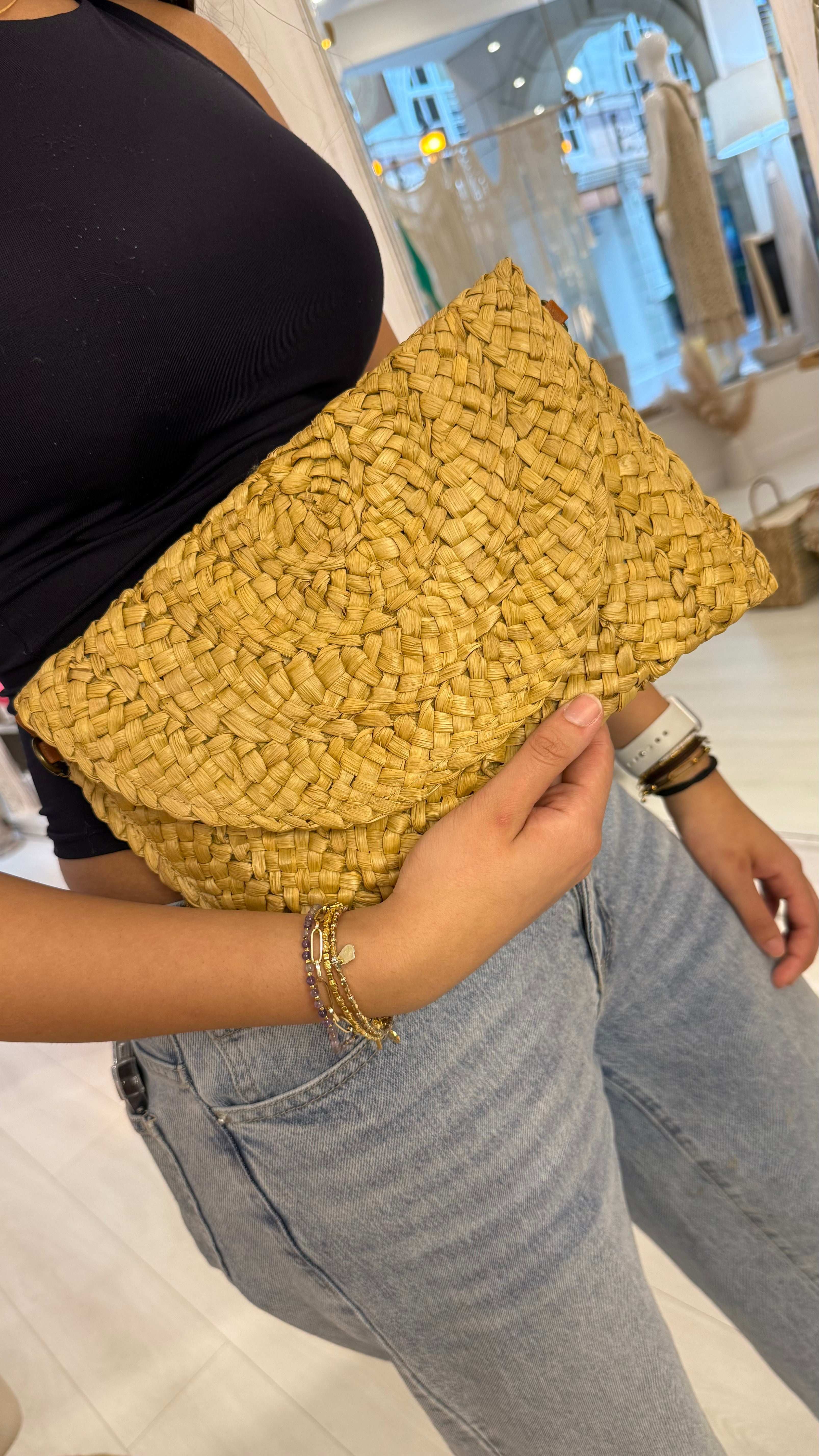 Blossom Straw Clutch