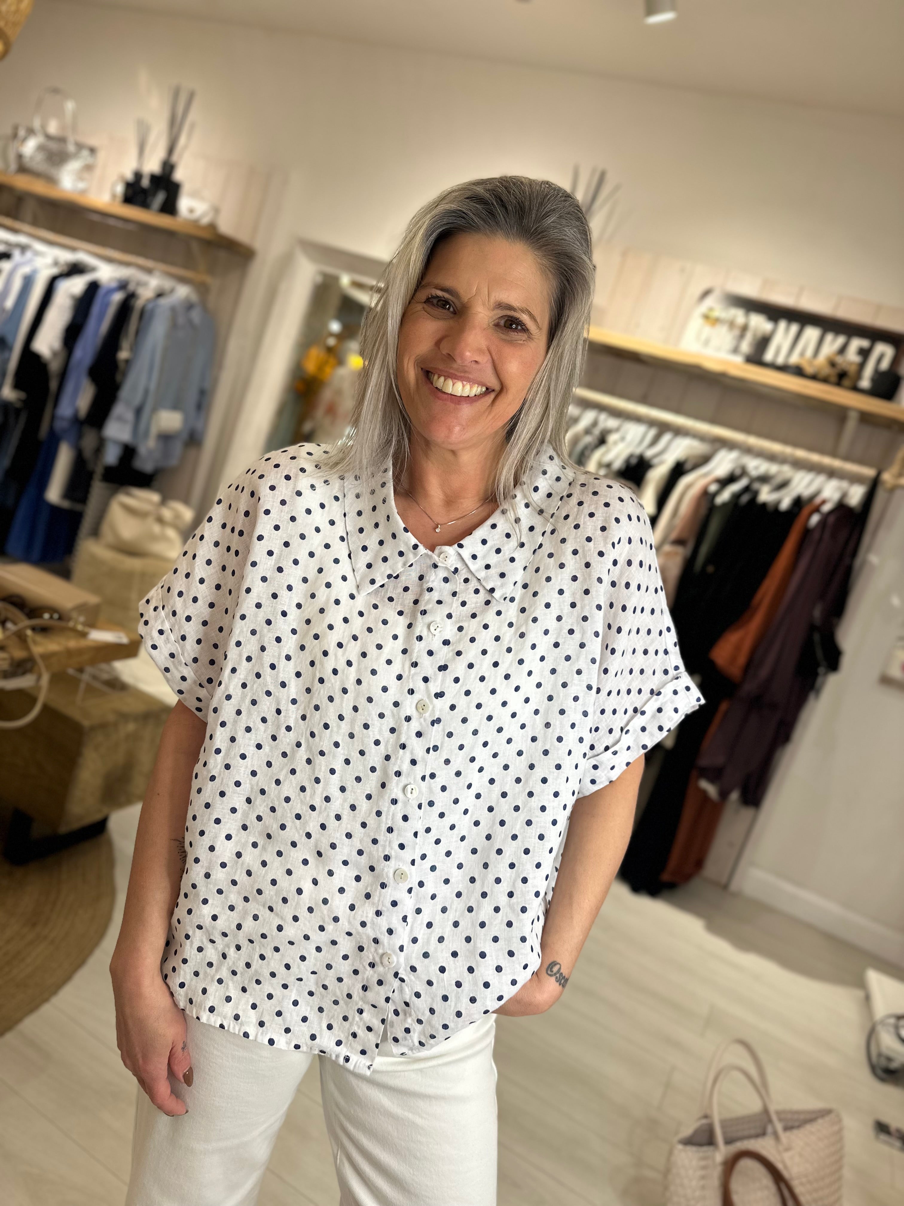 Polka Dot Linen Shirt