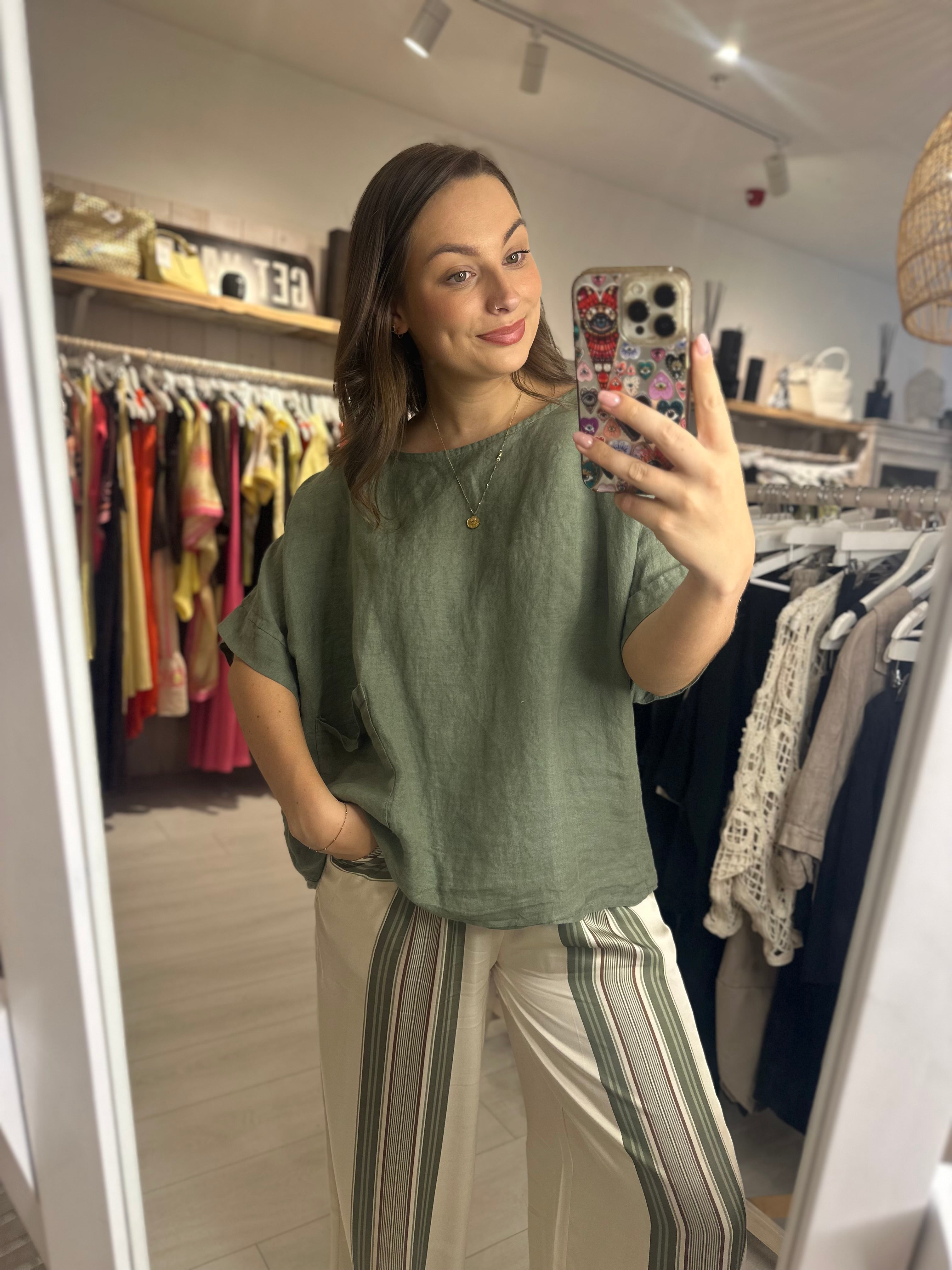 Olive Round Neck Top