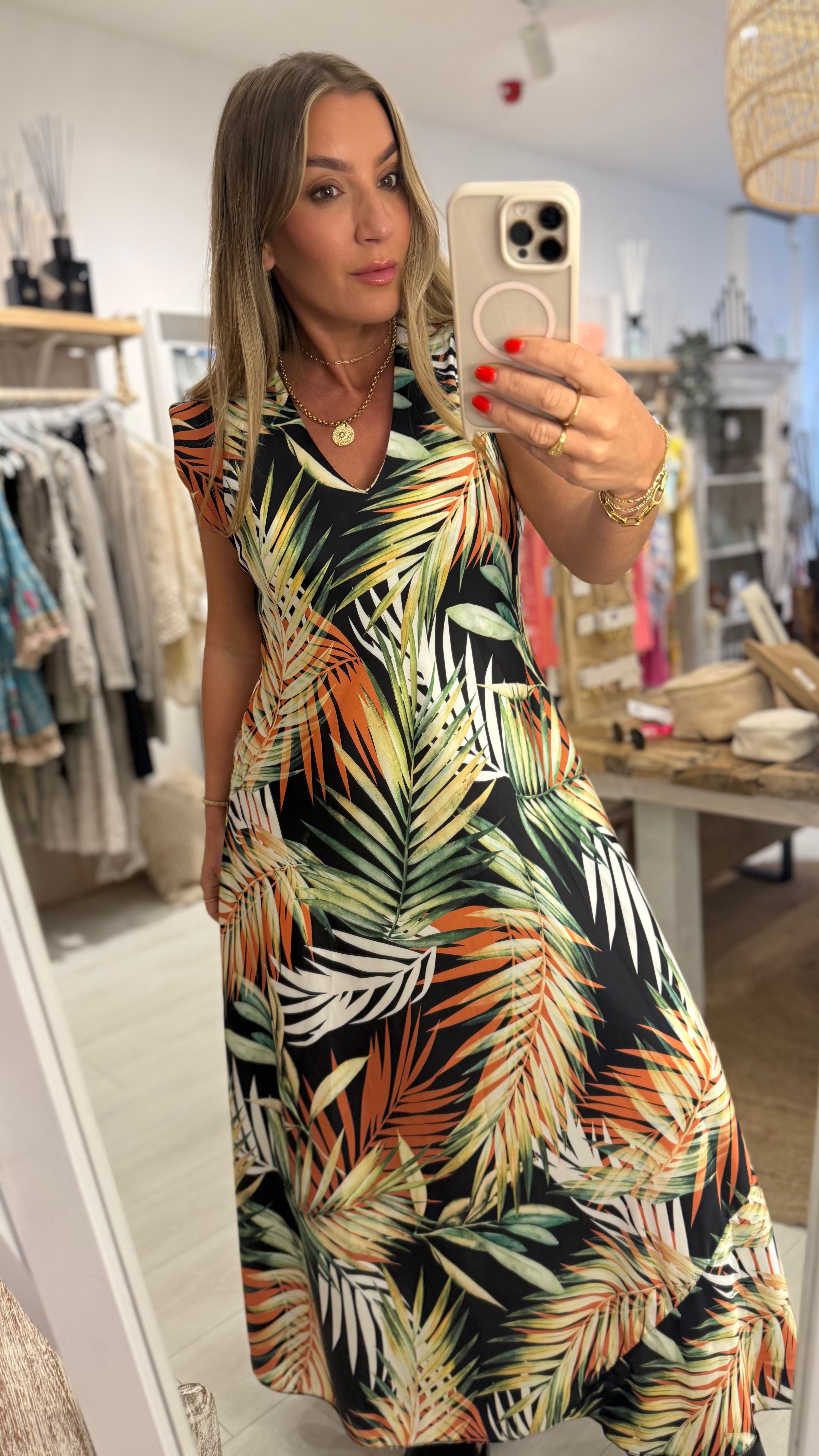 Palma Print Sleeveless Dress