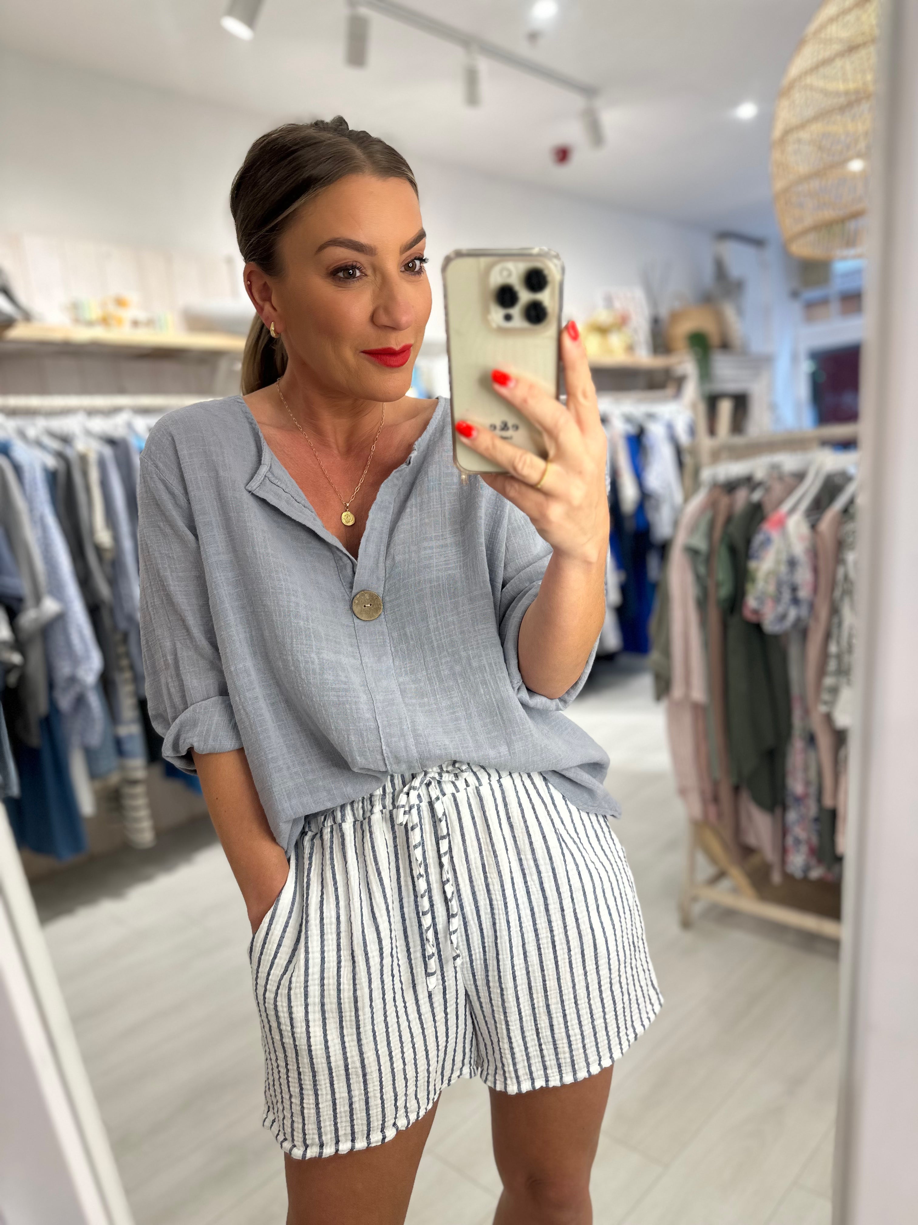 Heidi Button Front Top