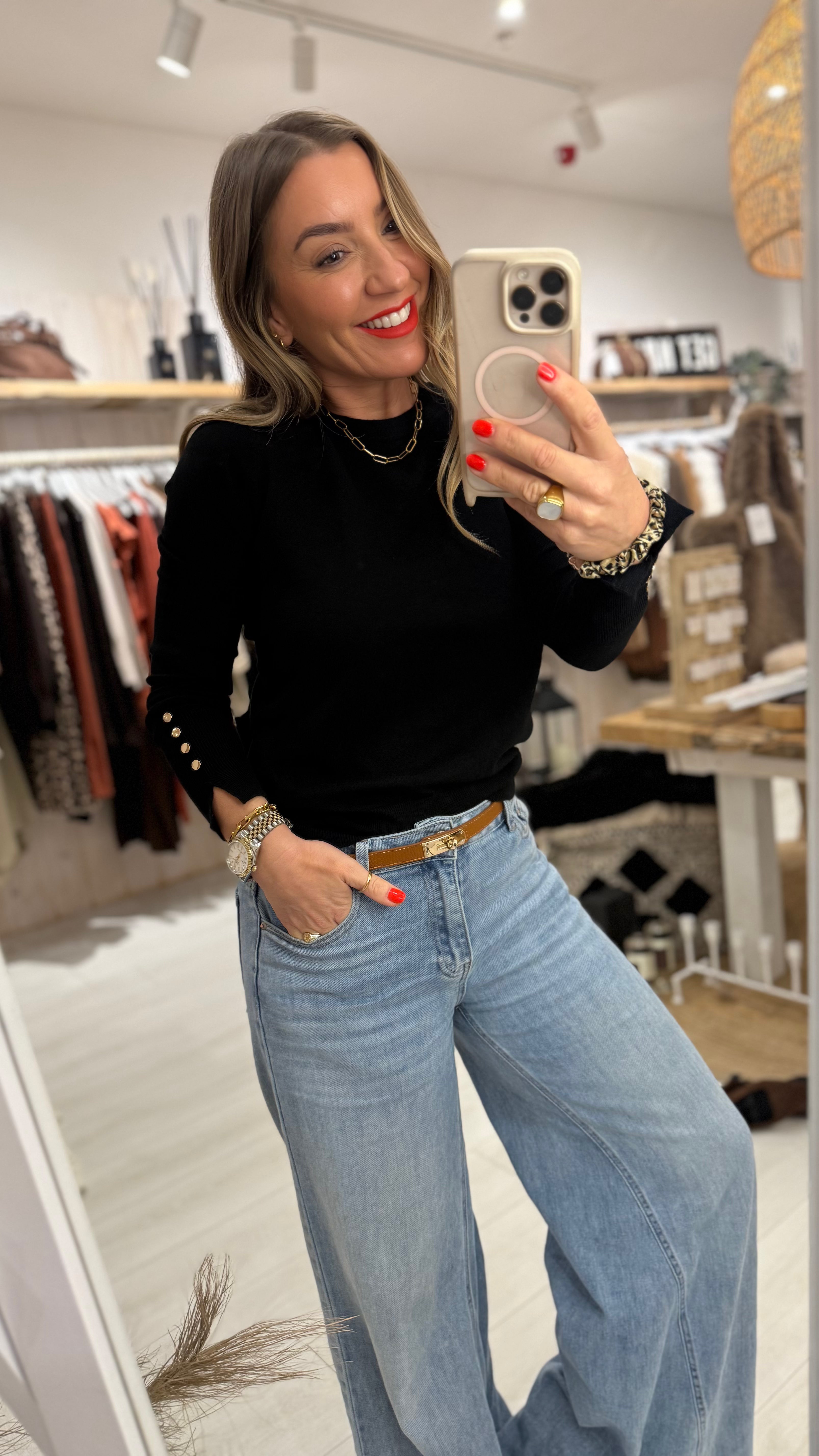 Elsie Gold Button Knit