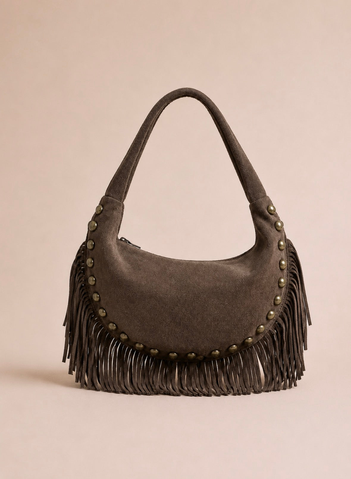 Monica Studded  Half Moon Bag