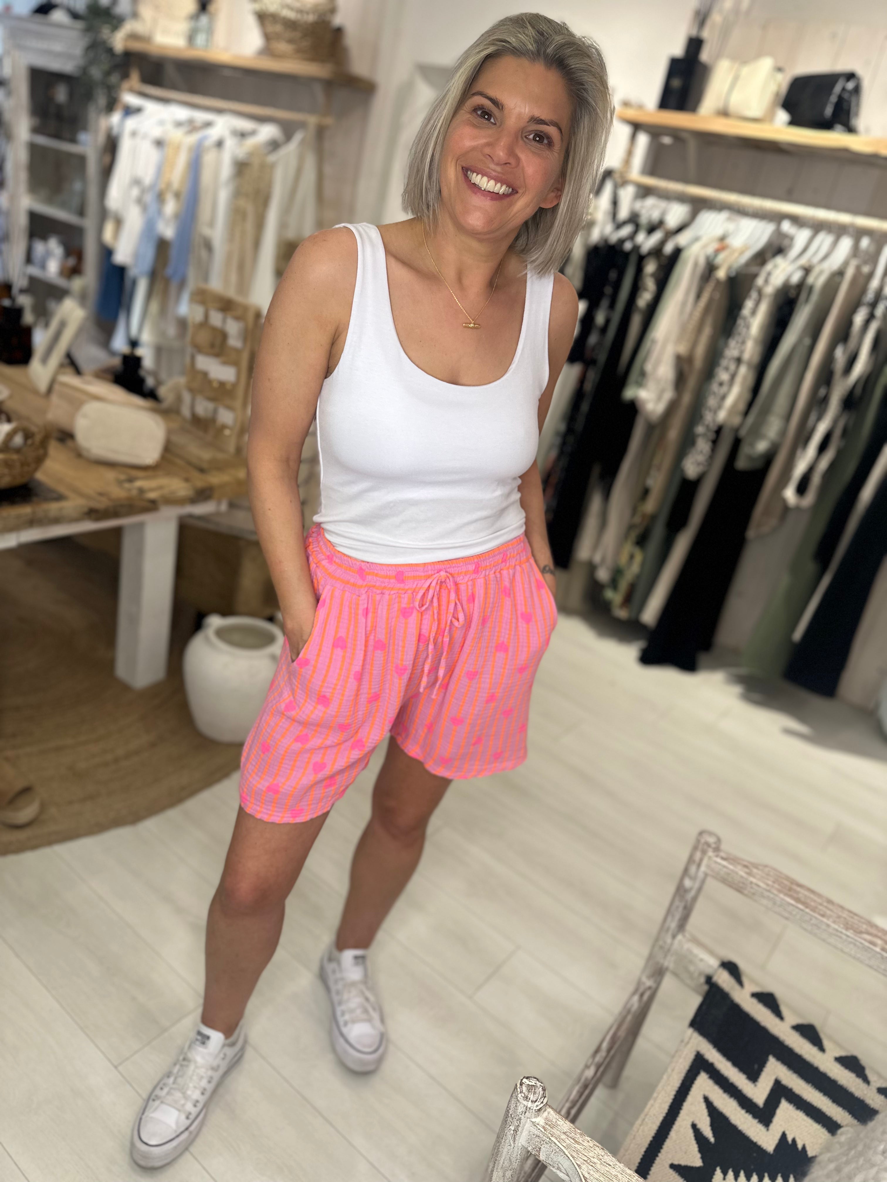 Hearted Serena Striped Shorts