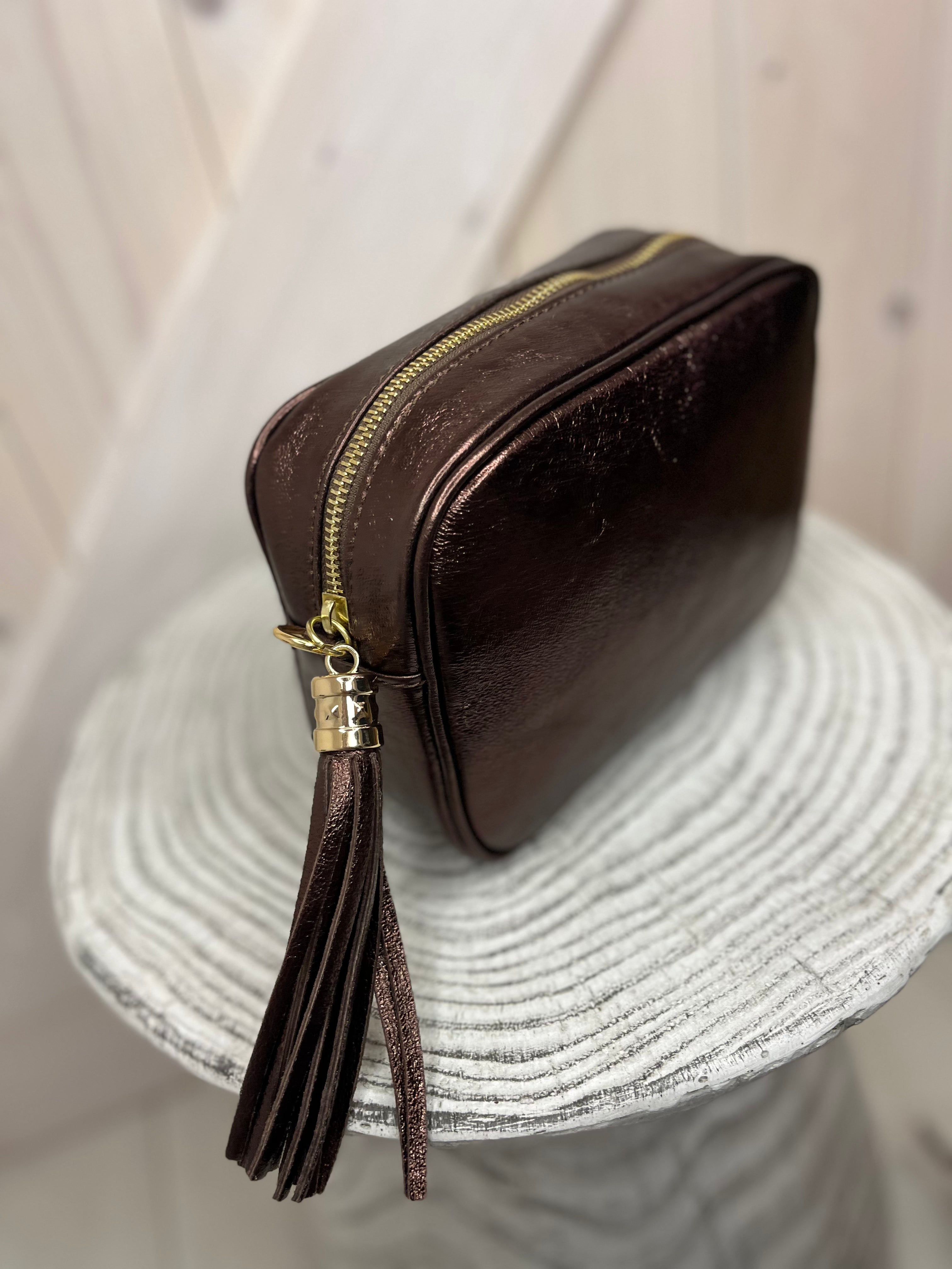 Metallic Leather Camera Bag