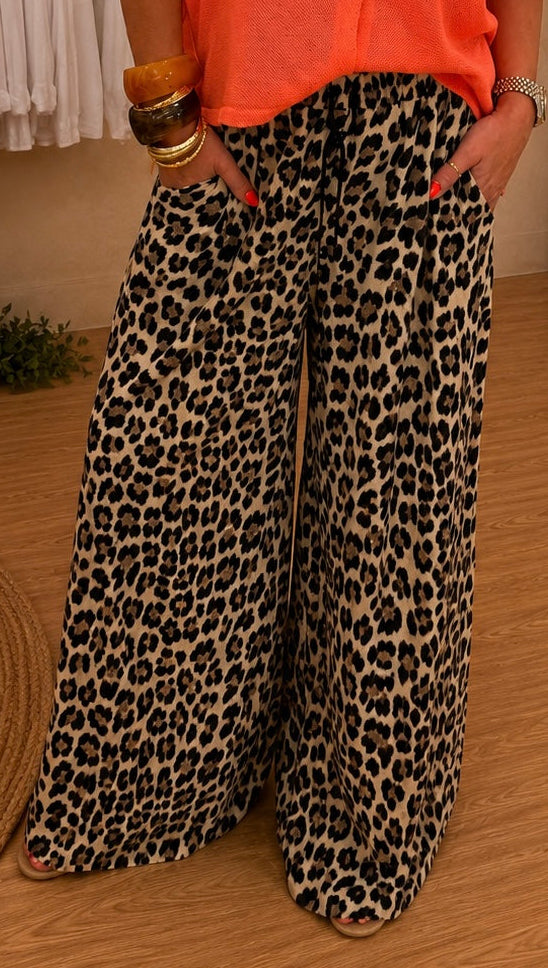 Leo Leopard Wide Trousers