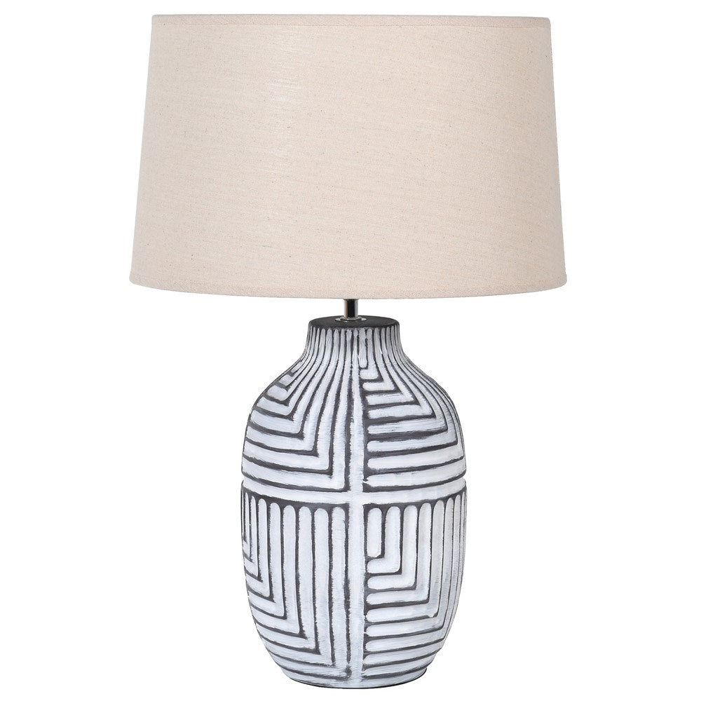 Abstract Table Lamp with Linen Shade