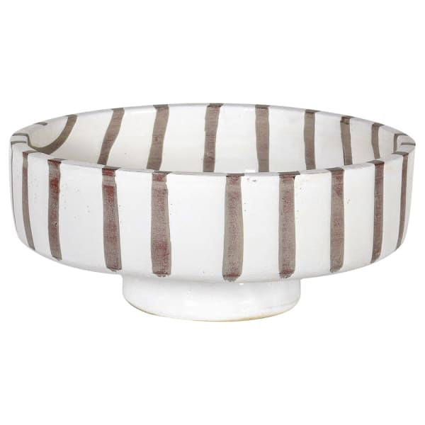 White Stripe Terracotta Bowl
