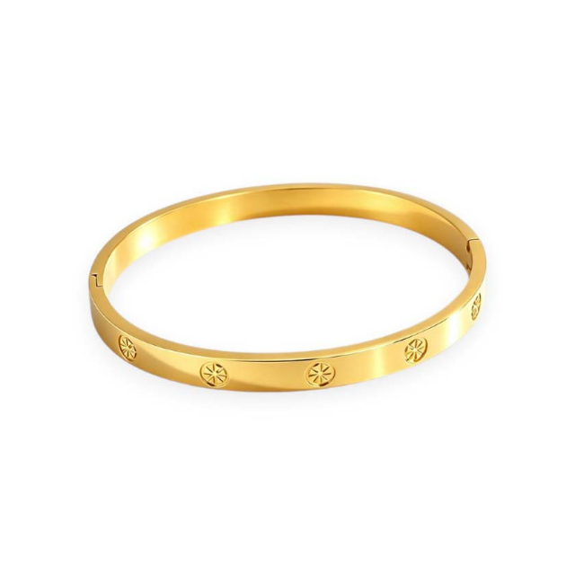 Engraved compass bangle