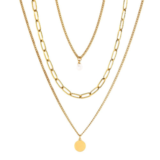 Triple layer pearl drop necklace