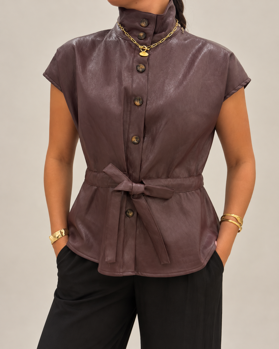 Faux Leather Waistcoat