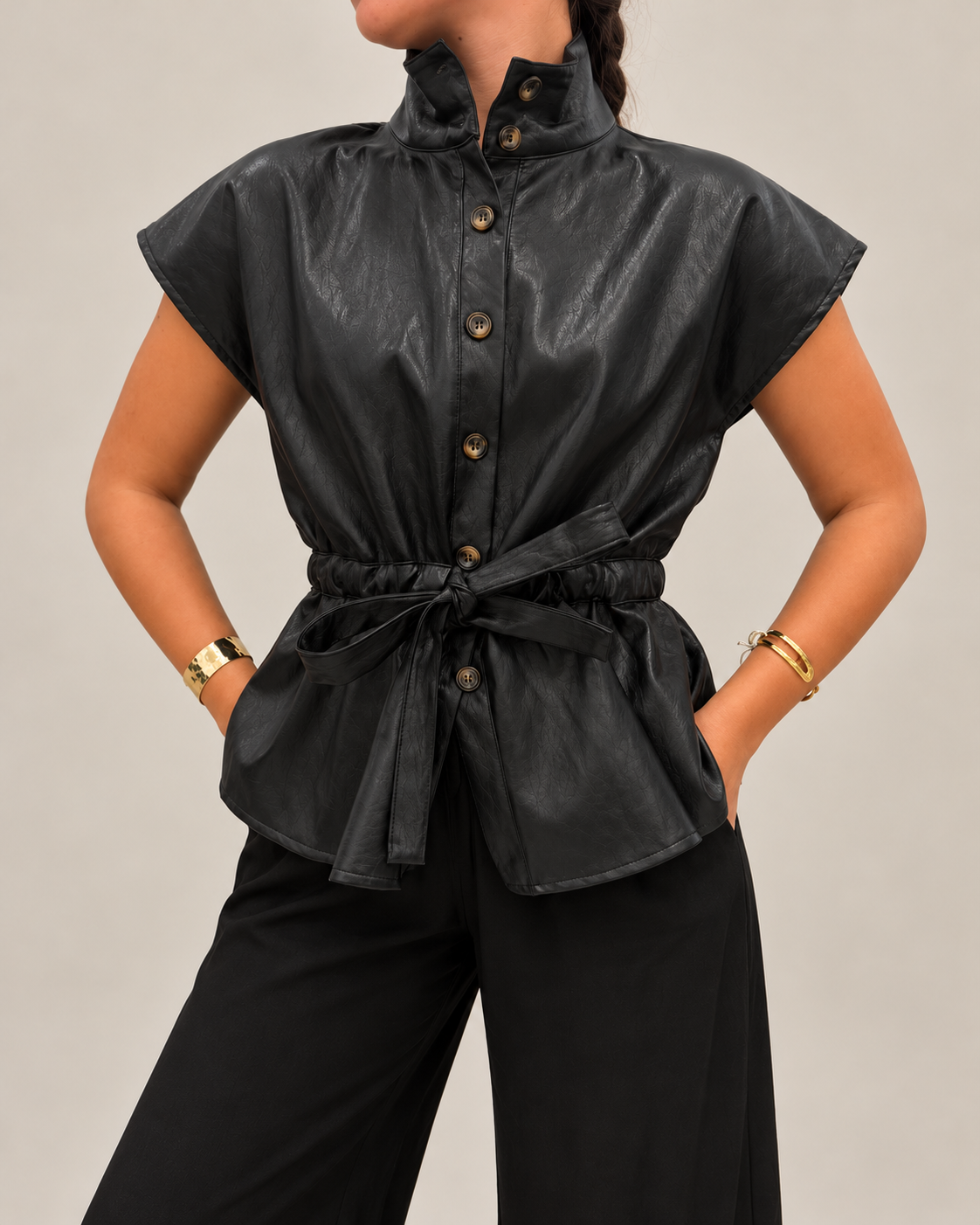Faux Leather Waistcoat