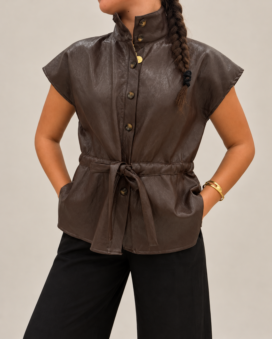 Faux Leather Waistcoat