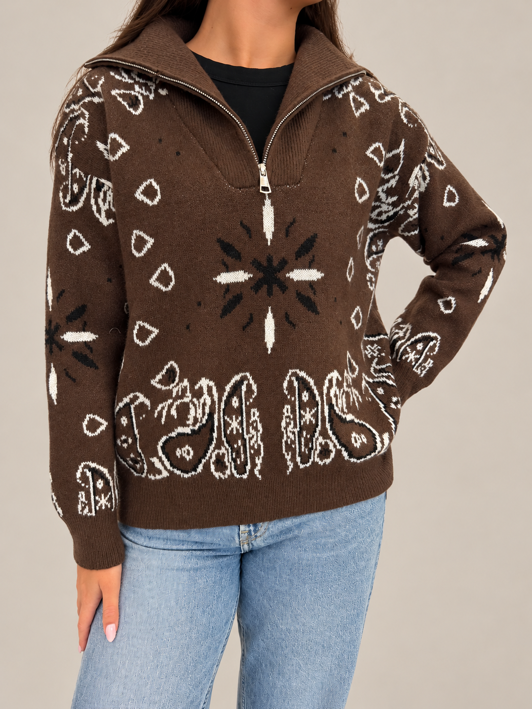 Arizona Printed Zip Jumper