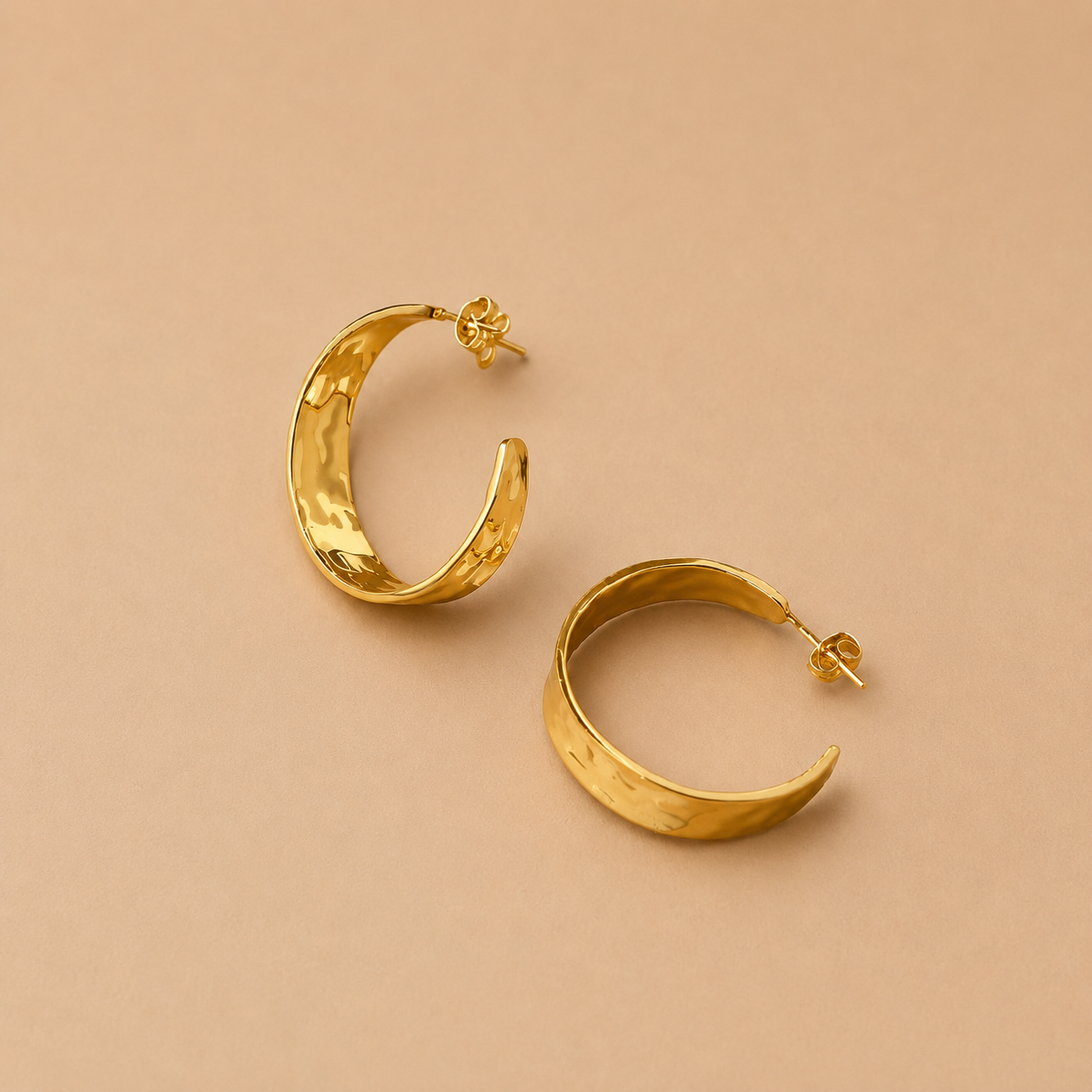 Large C  Hoop Earrings in Gold