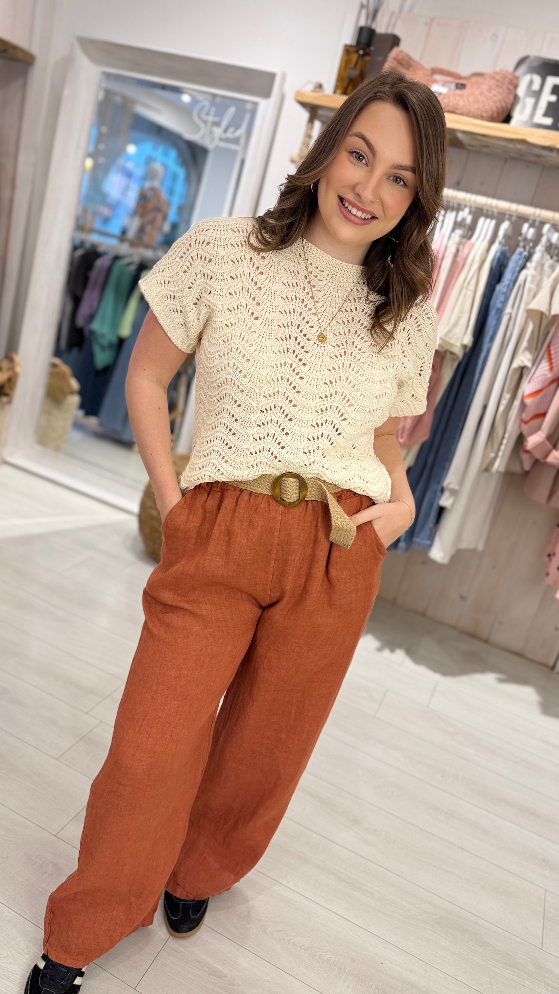 Solana Belted Linen Trousers