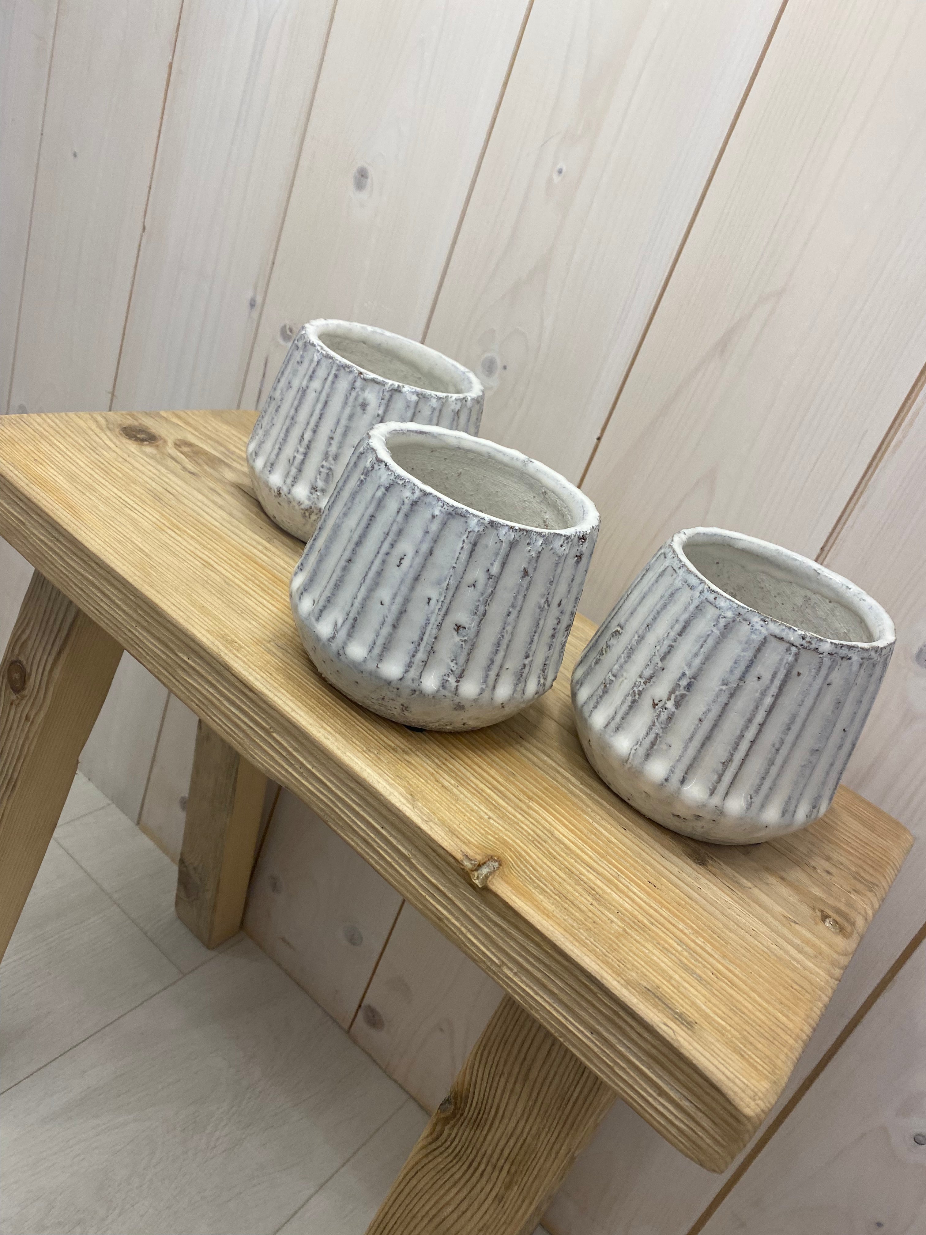 Aged Cream Terracotta Pot 3 Set