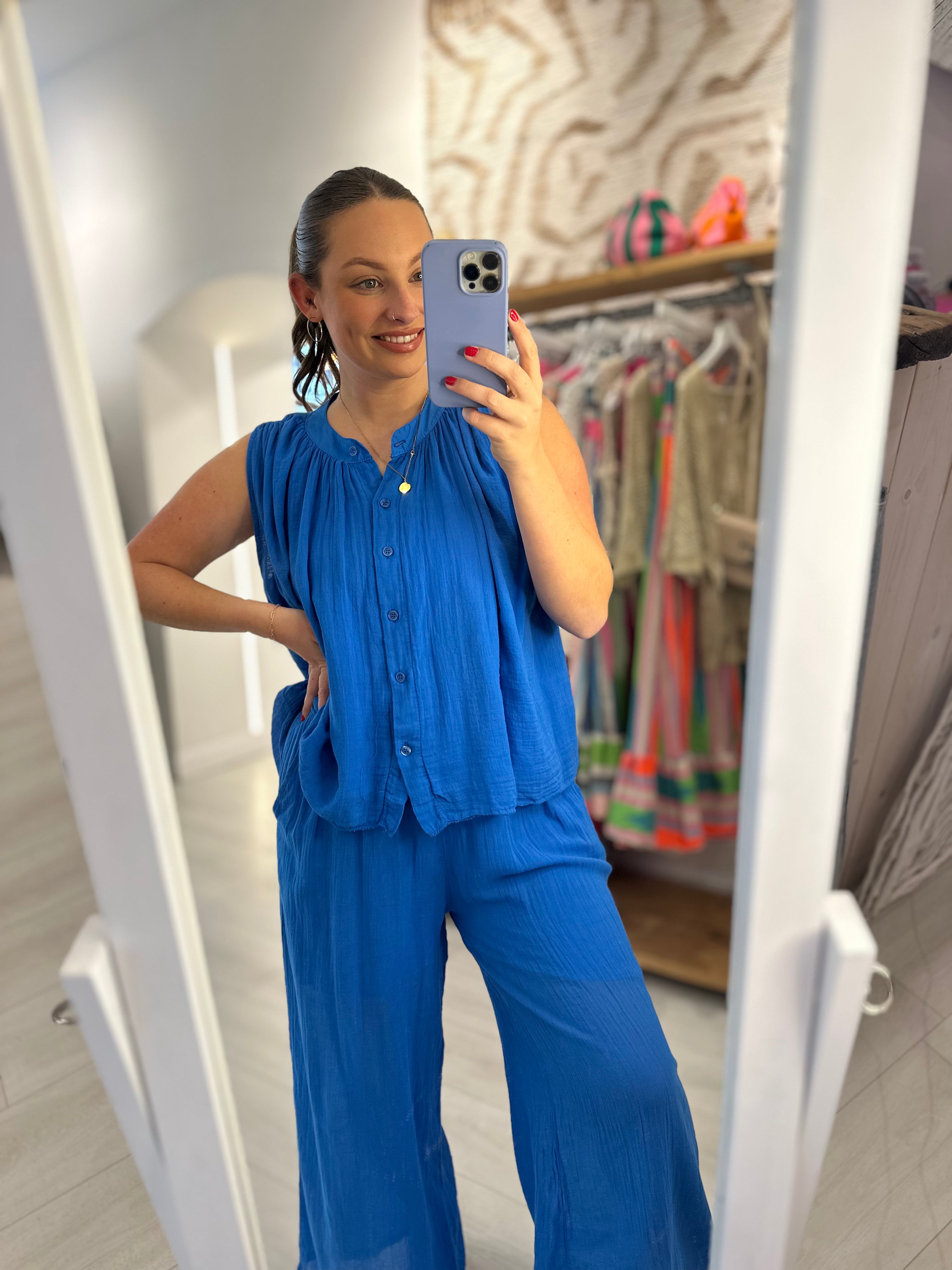 Poppy Cotton Wide Leg Trousers