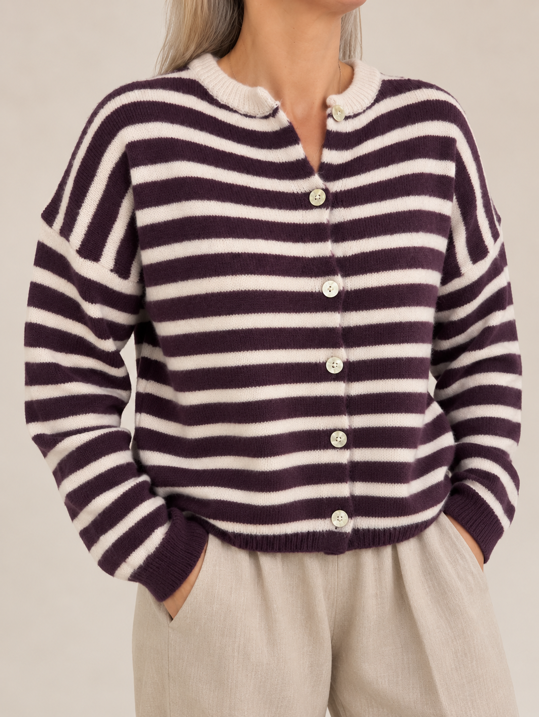 Alfie Alpaca Striped Cardigan