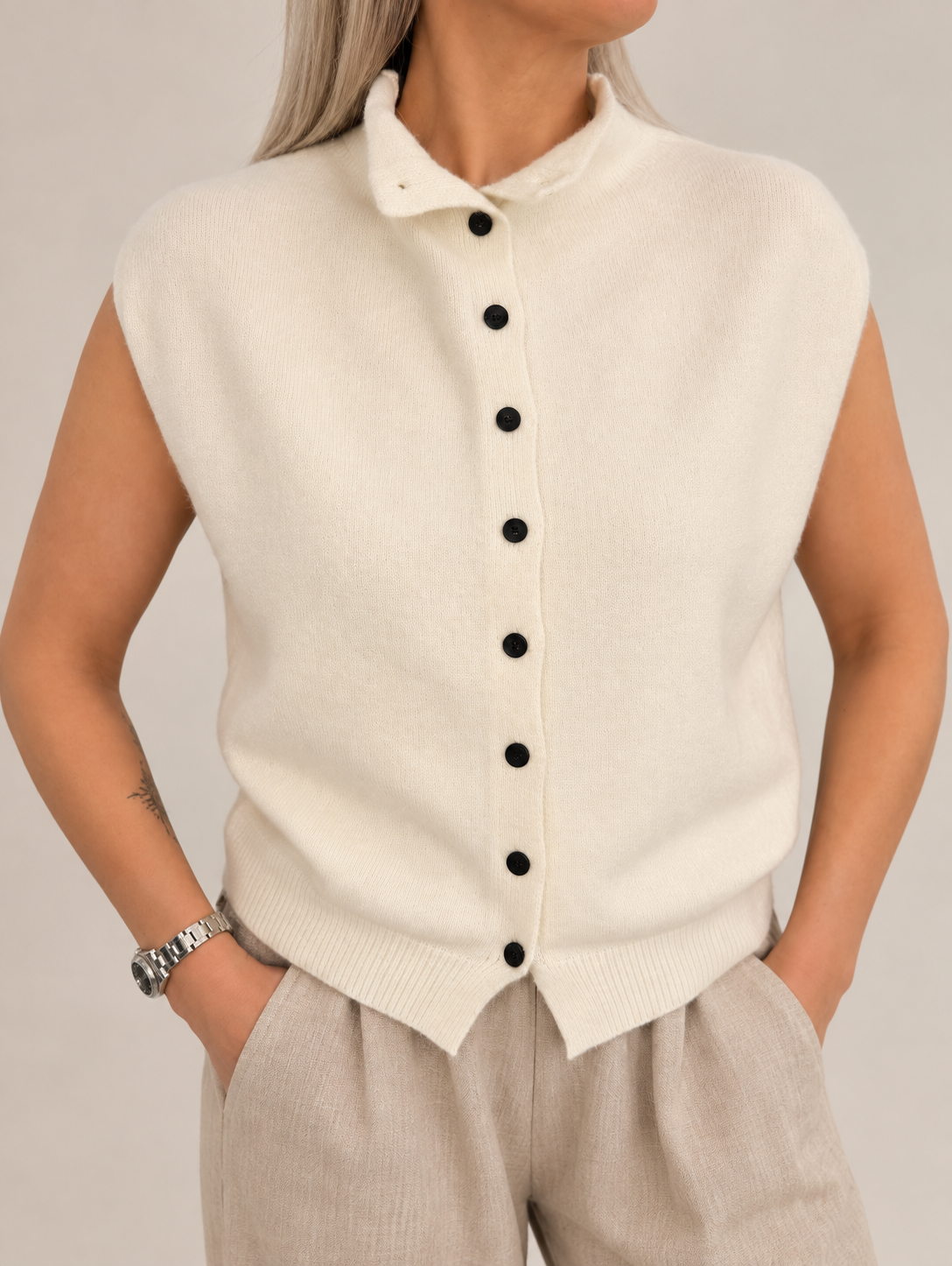 Bettie Button Front Knit