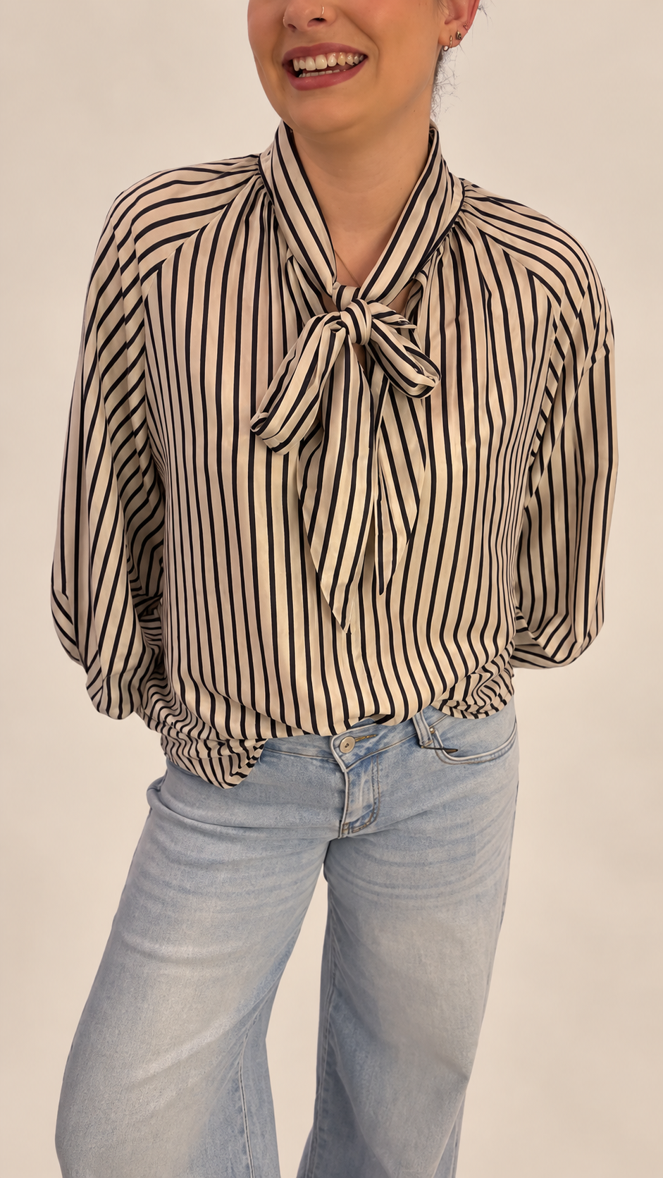 Suki Striped Scarf Blouse