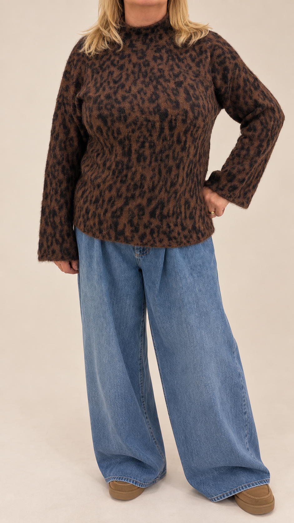 Clara Leopard Funnel Neck