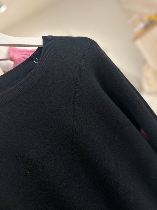 Black Super Soft V Detail Knit