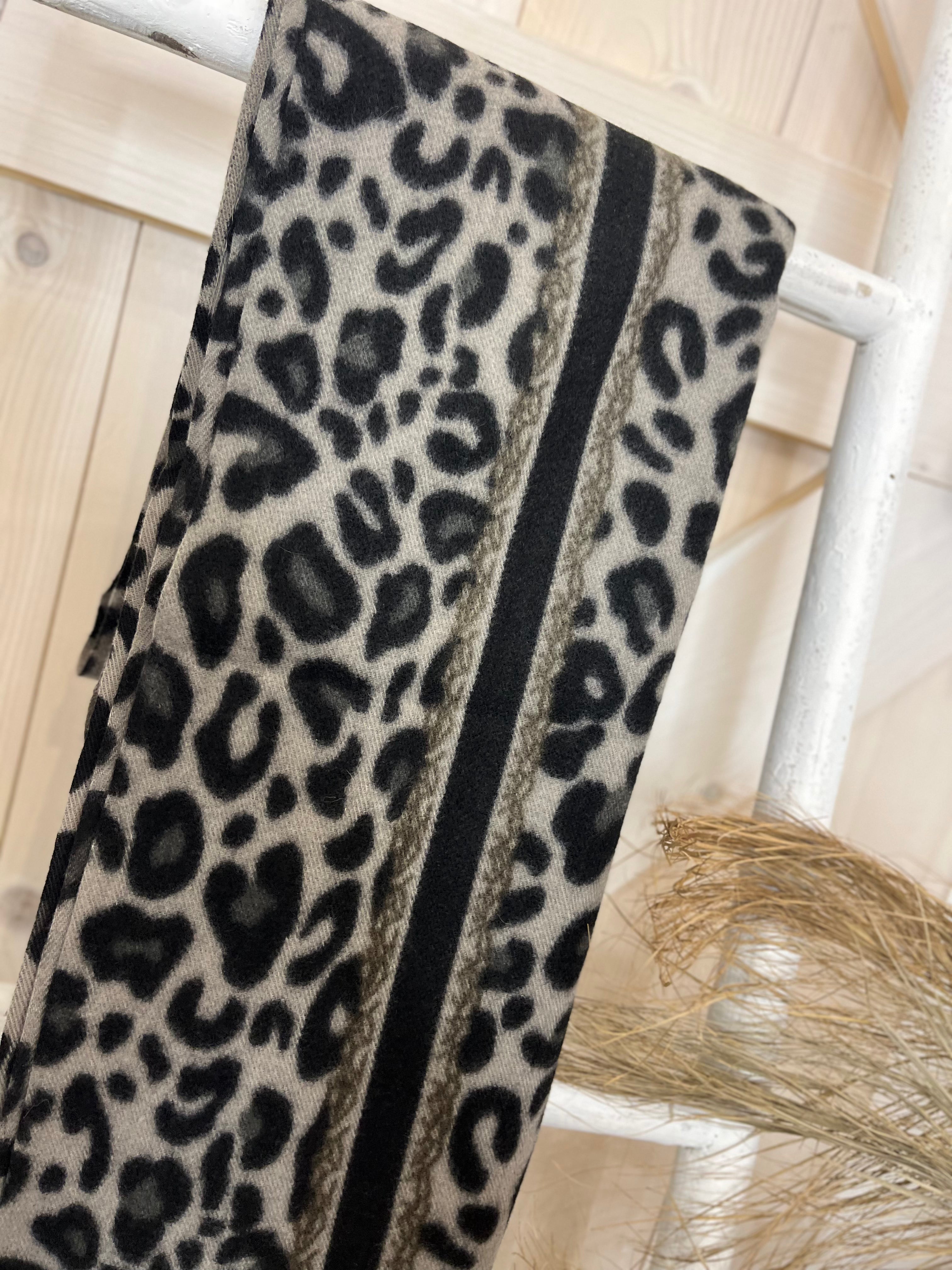 Bordered Leopard Scarf