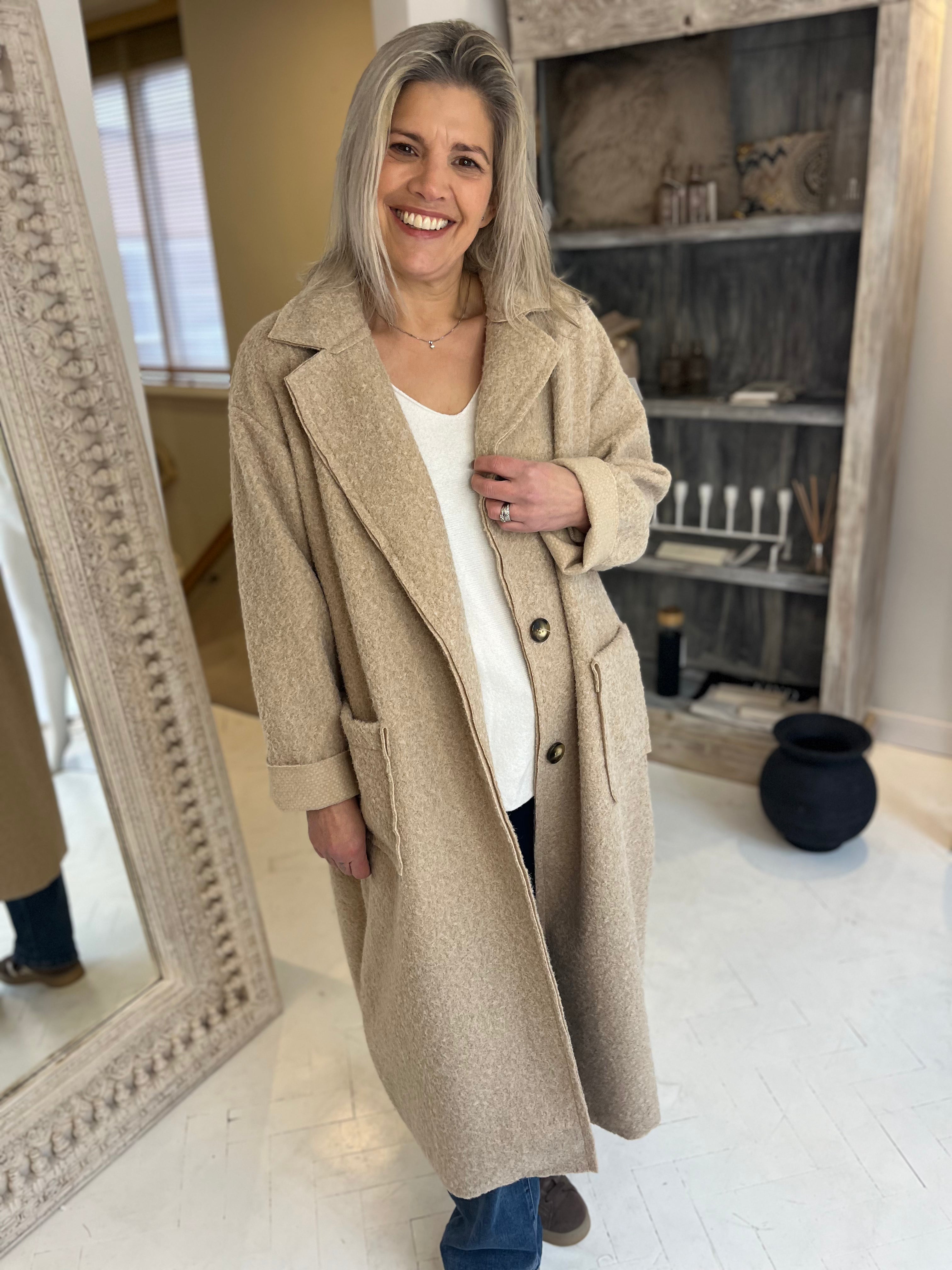 Carly Relaxed Open Front Coat