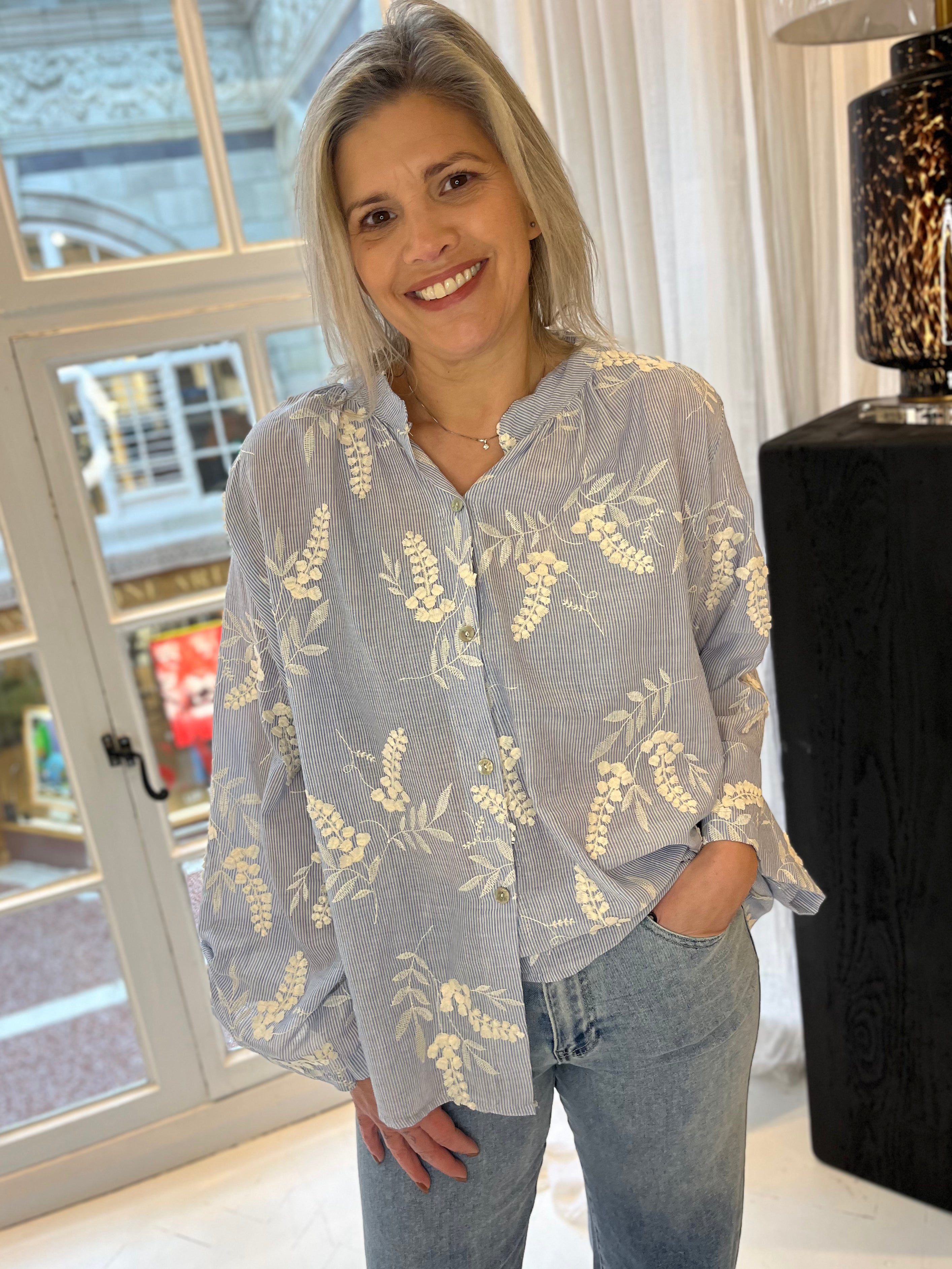 Cosima Embroidered Stripe Shirt