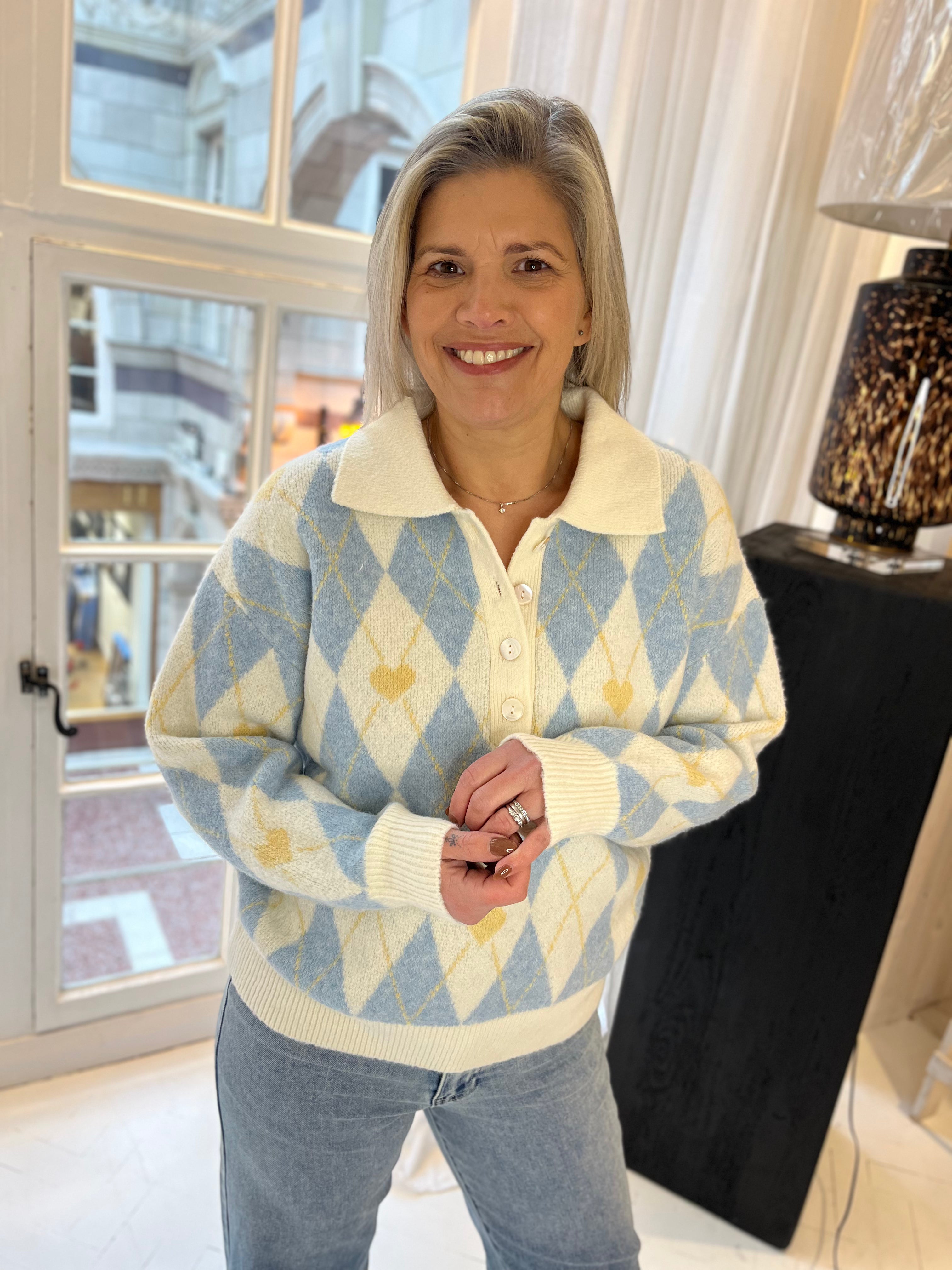 Agatha Argyle Polo Knit