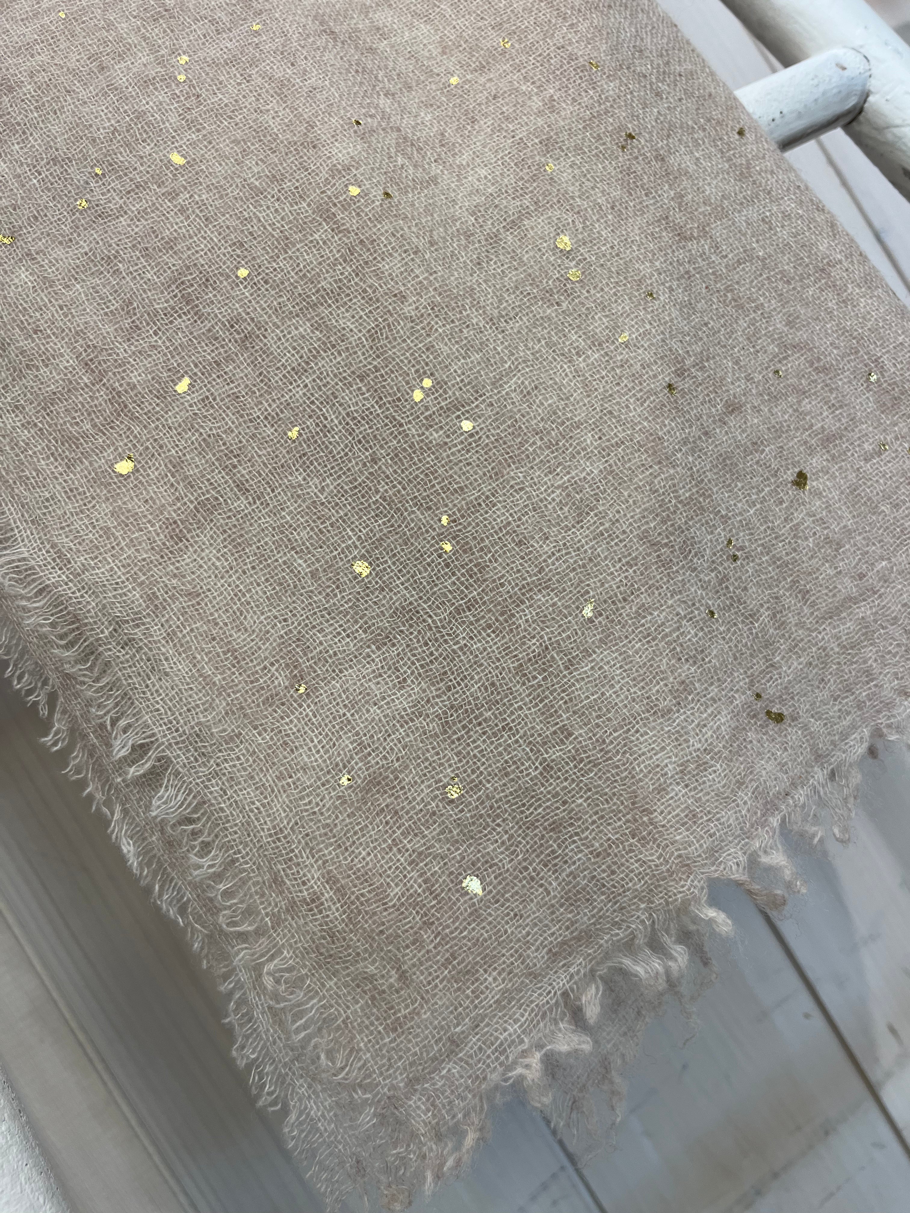 Luxury Cashmere Scarf: Gold Speckled Blush