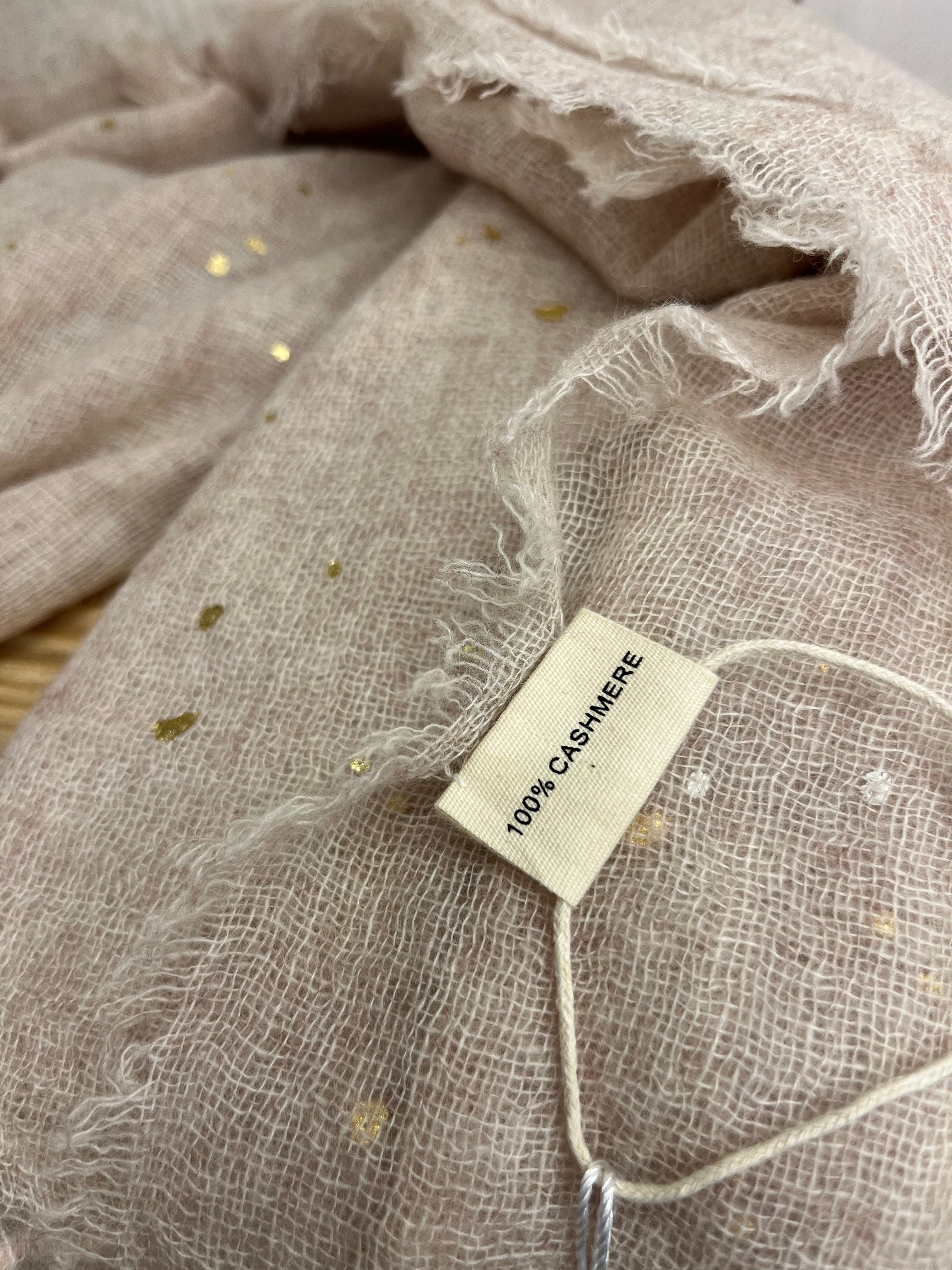 Luxury Cashmere Scarf: Gold Speckled Blush