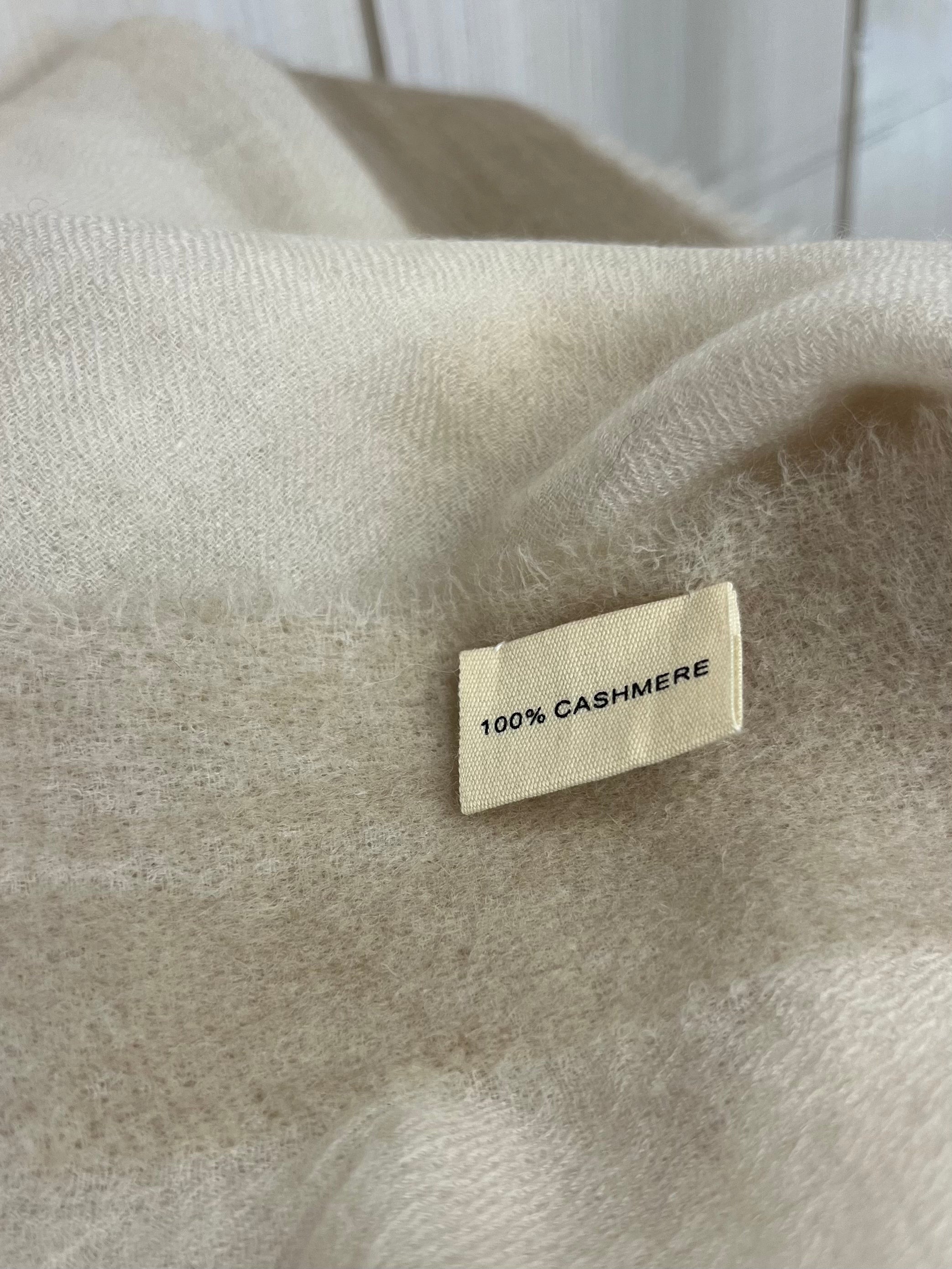 Luxury Cashmere Scarf: Cream and Stone
