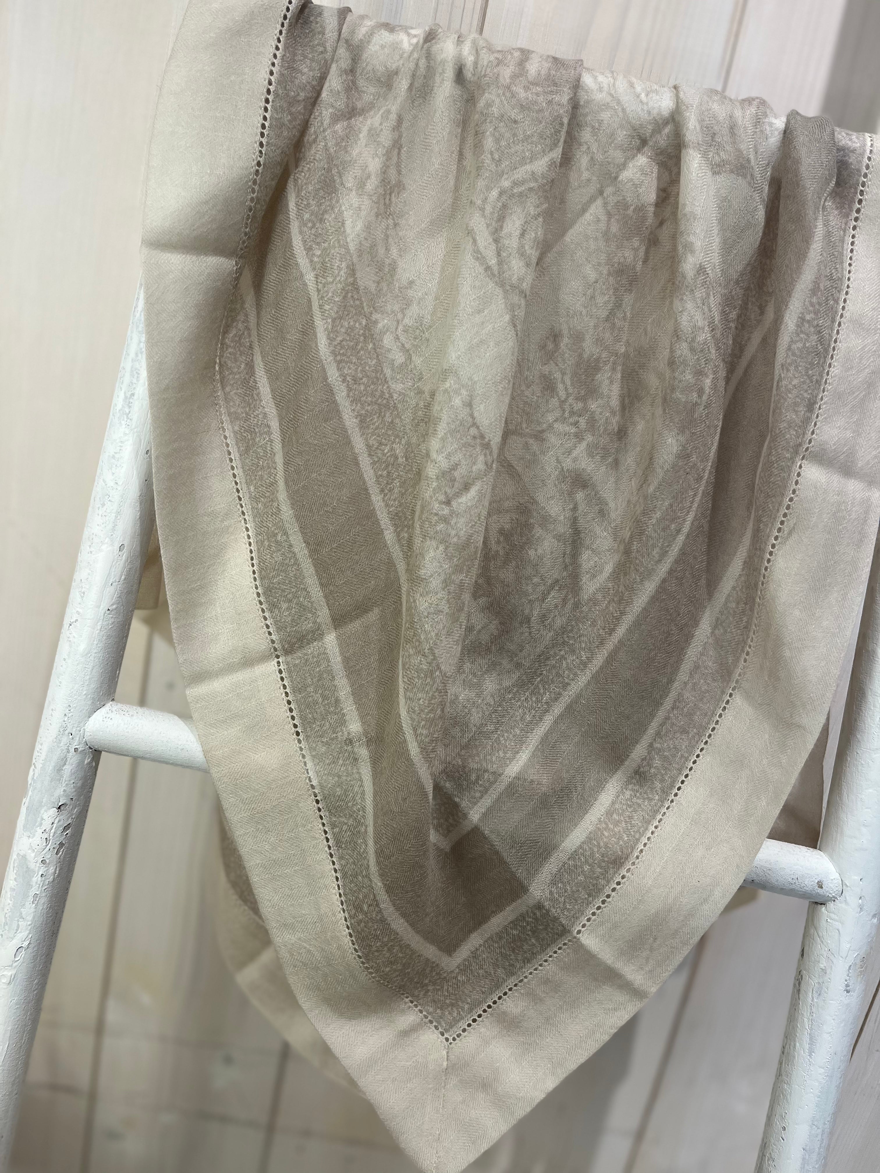 Luxury Cashmere Scarf: Stone Nature Print