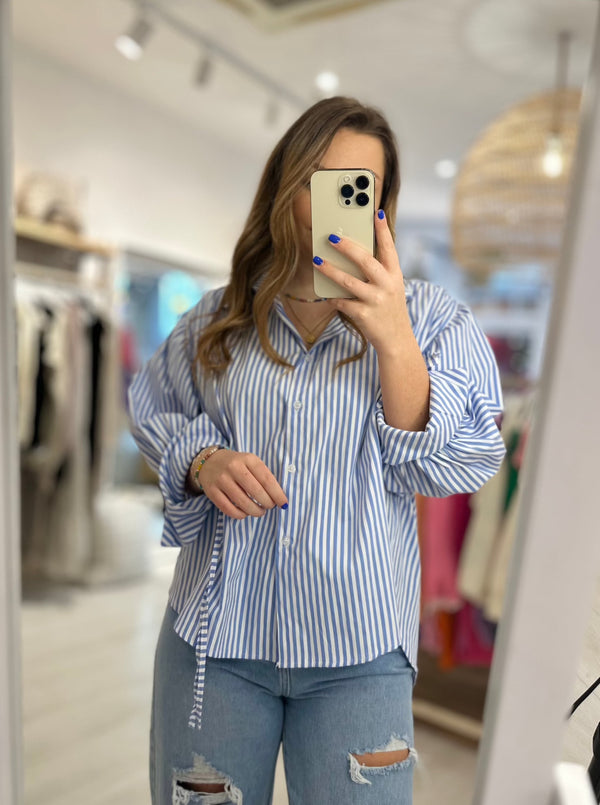 Blue Striped Collared Shirt