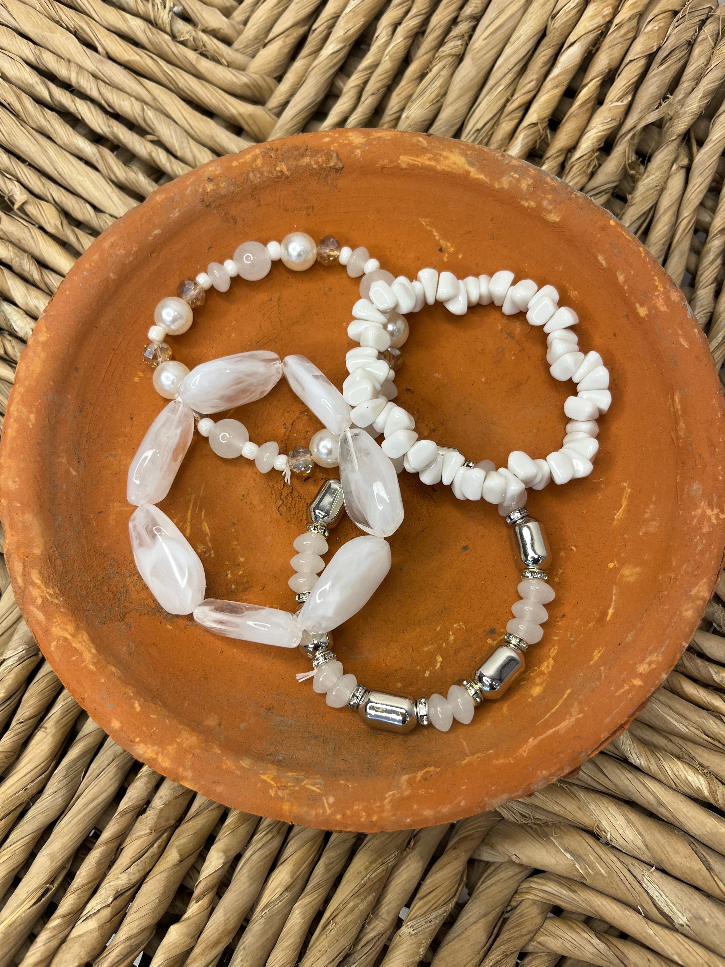 Marrakech Bracelet Set: White