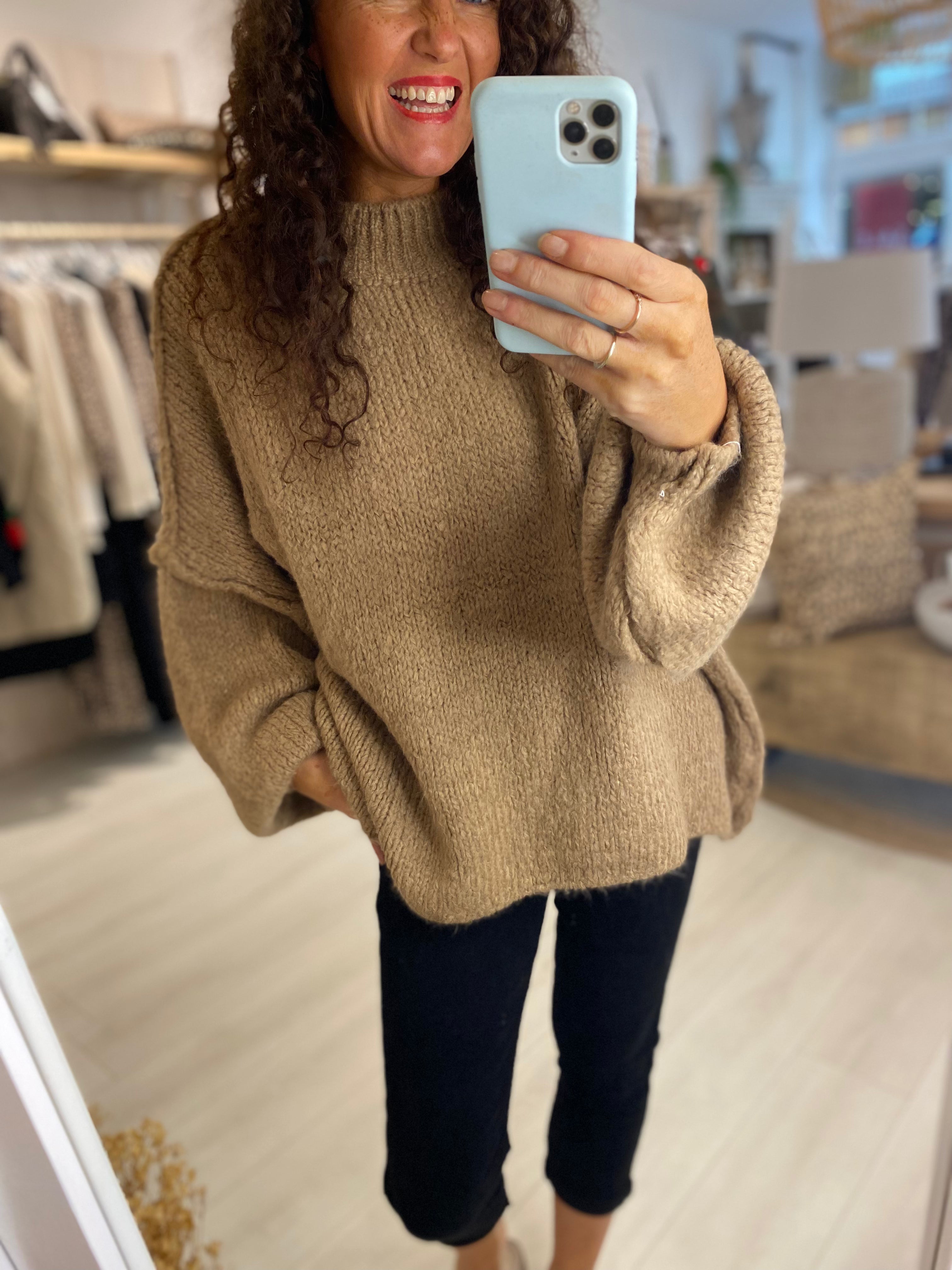 High Neck Exposed Hem Knit