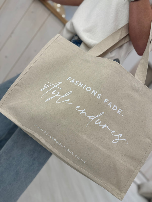 'Fashions Fade. Style Endures.' Canvas Reusable Bags - NEUTRAL