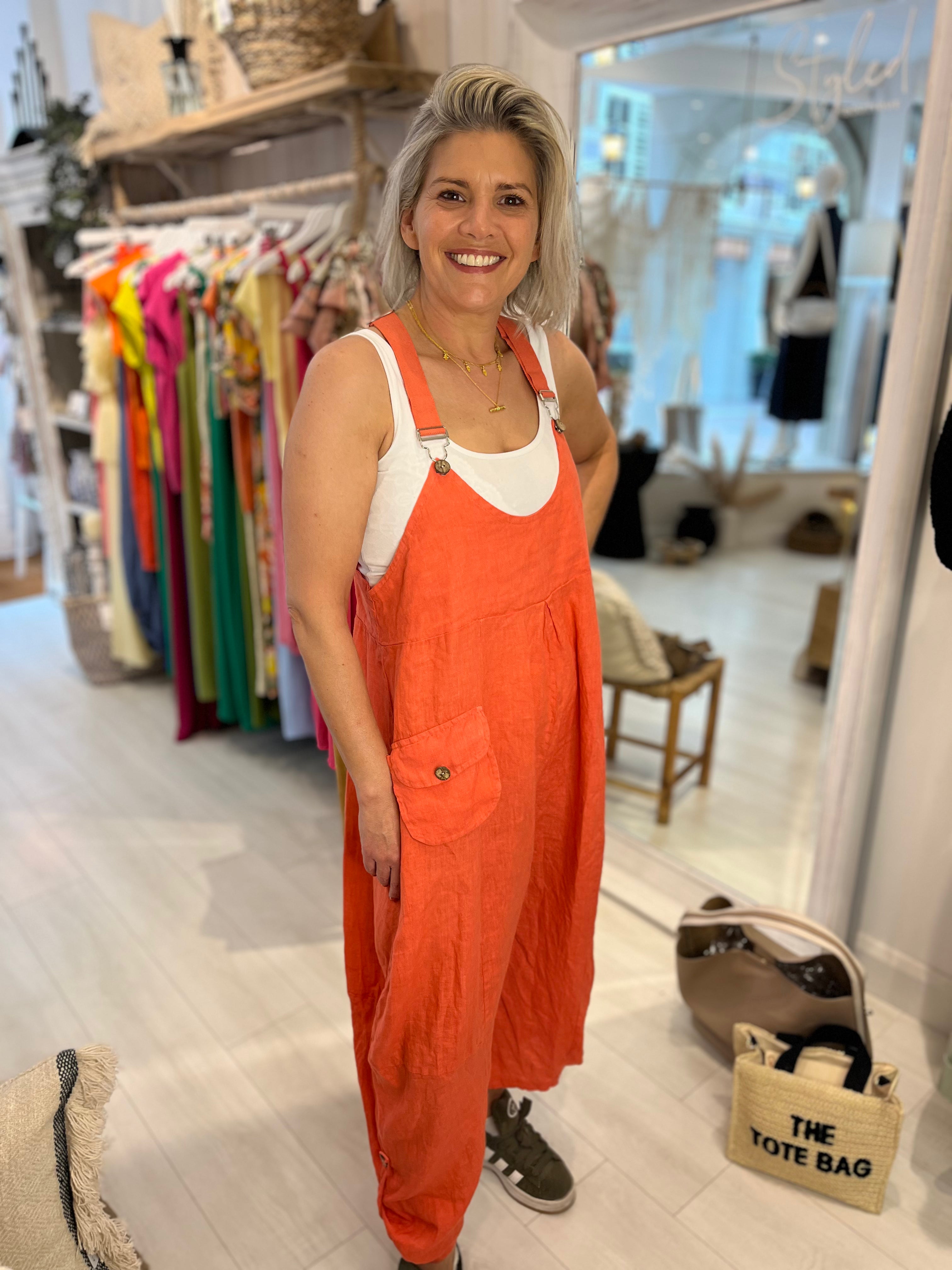 Aicha Linen Dungarees