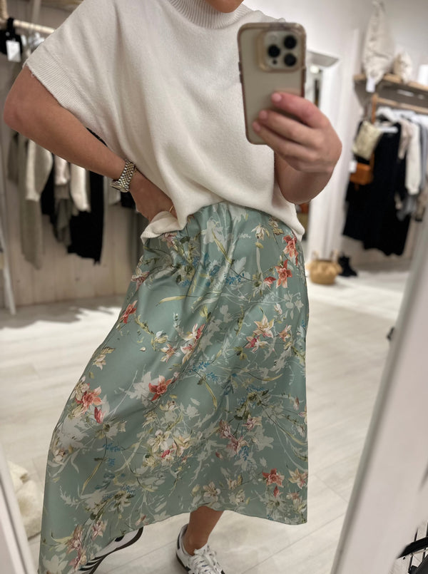 Lucia Floral Satin Skirt