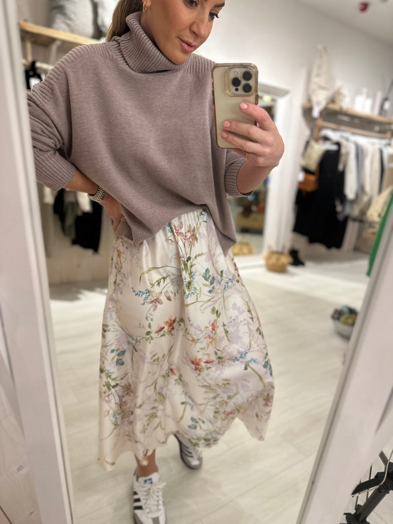 Lucia Floral Satin Skirt