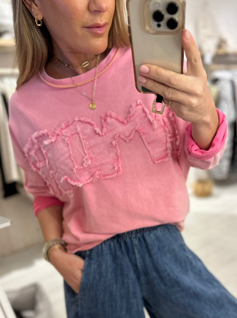 'Amor' Contrasting Stitch Sweatshirt