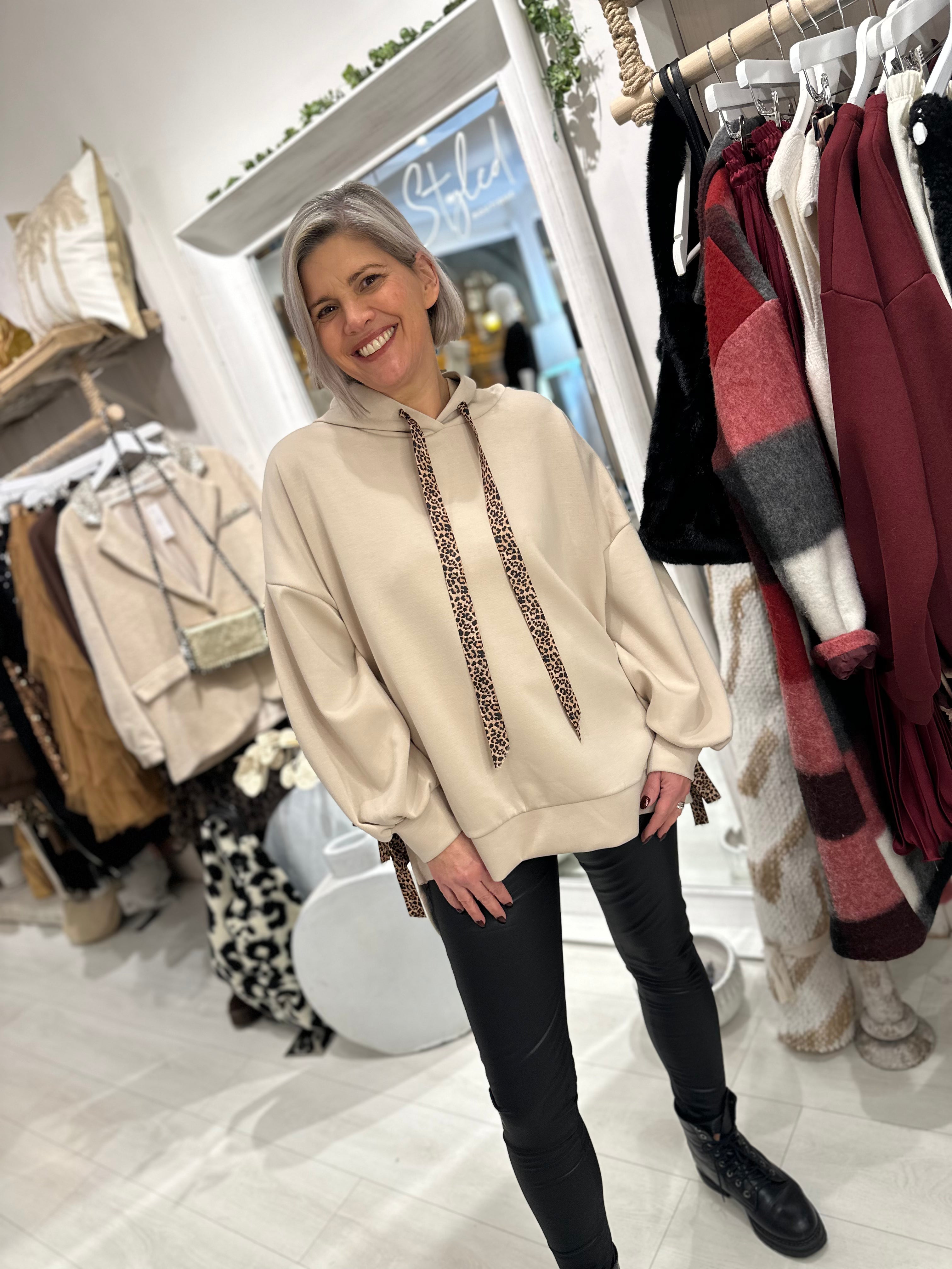 Lightweight Leopard Tie Hoodie