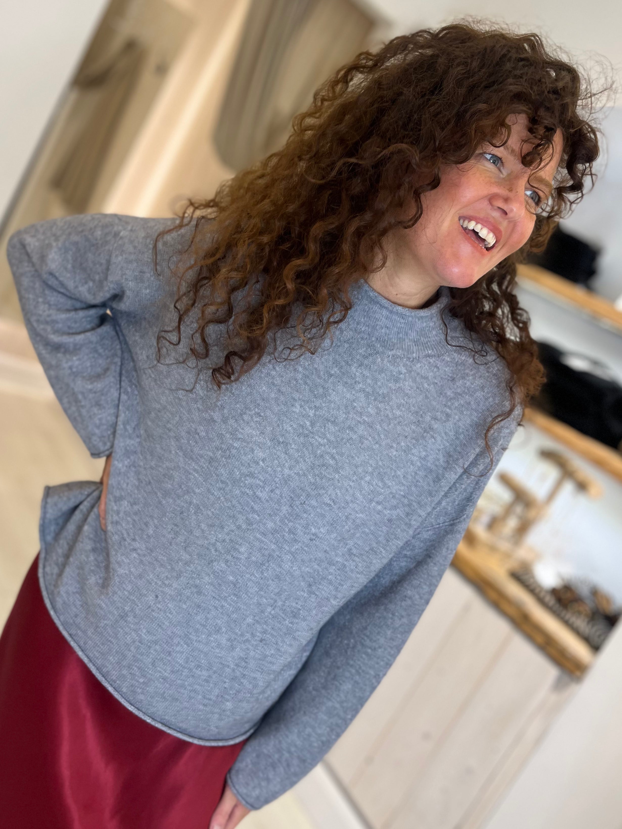 Luxe Raw Edge High Neck Knit