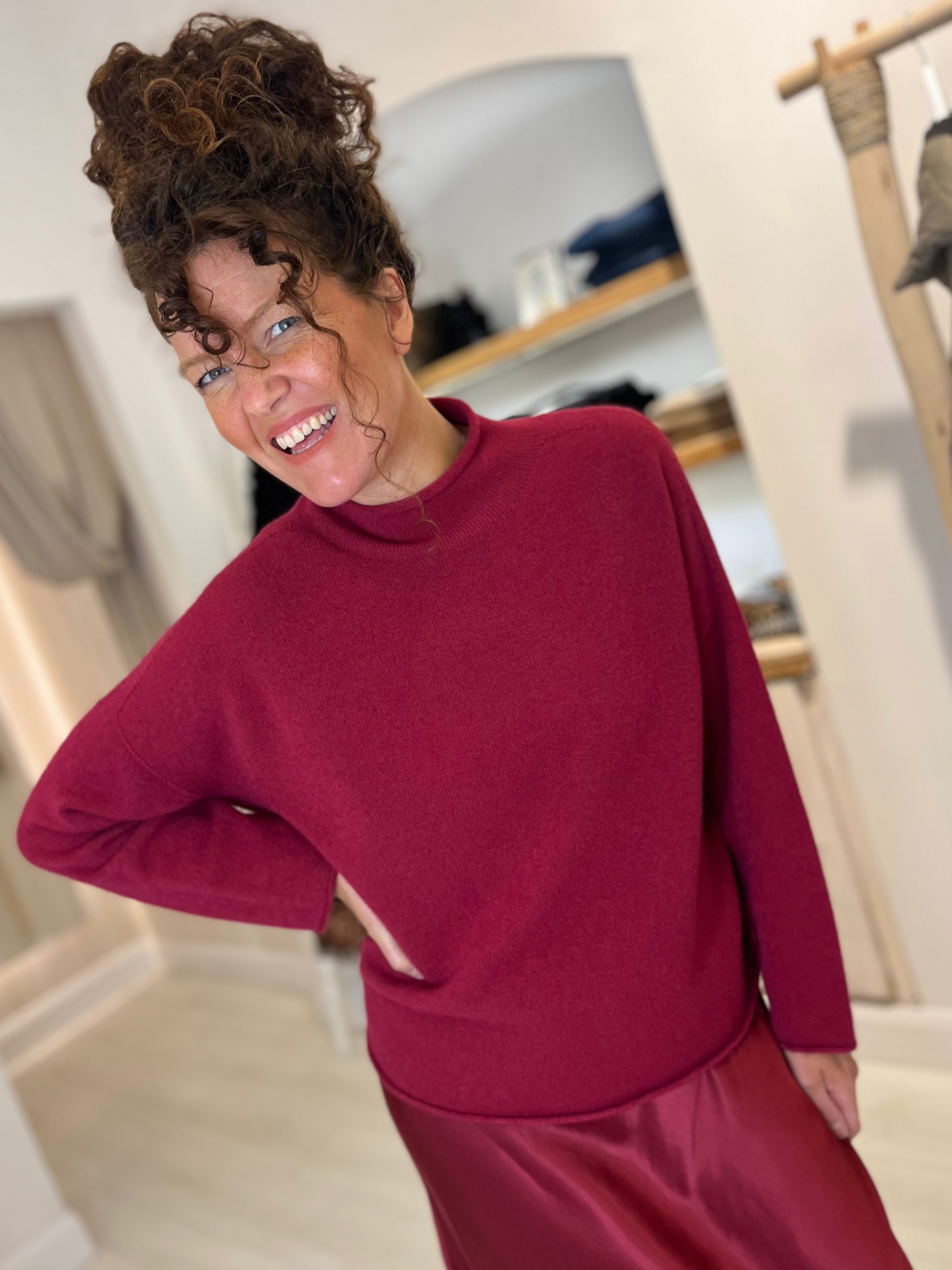 Luxe Raw Edge High Neck Knit