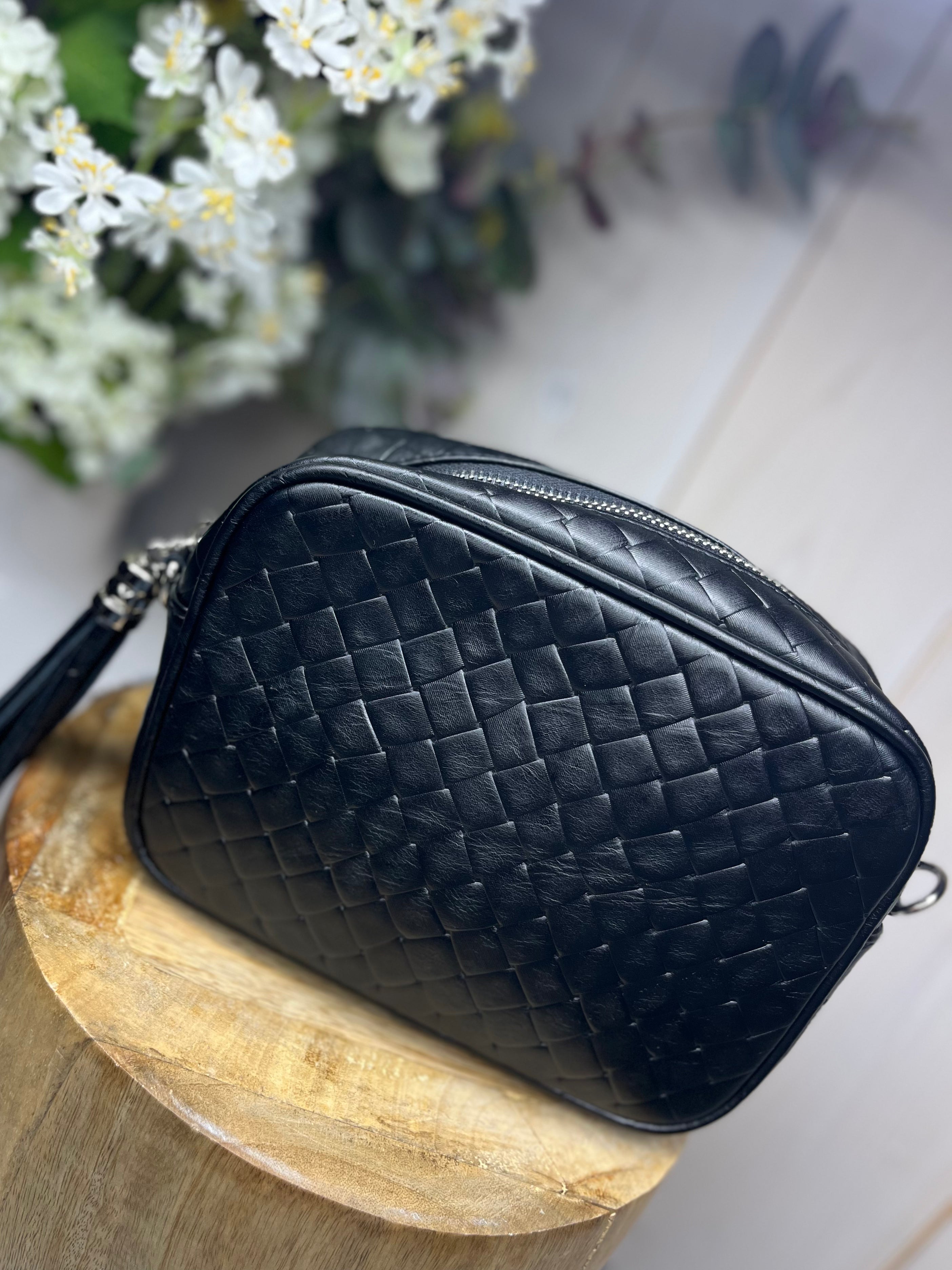 Leather Woven Camera Bag