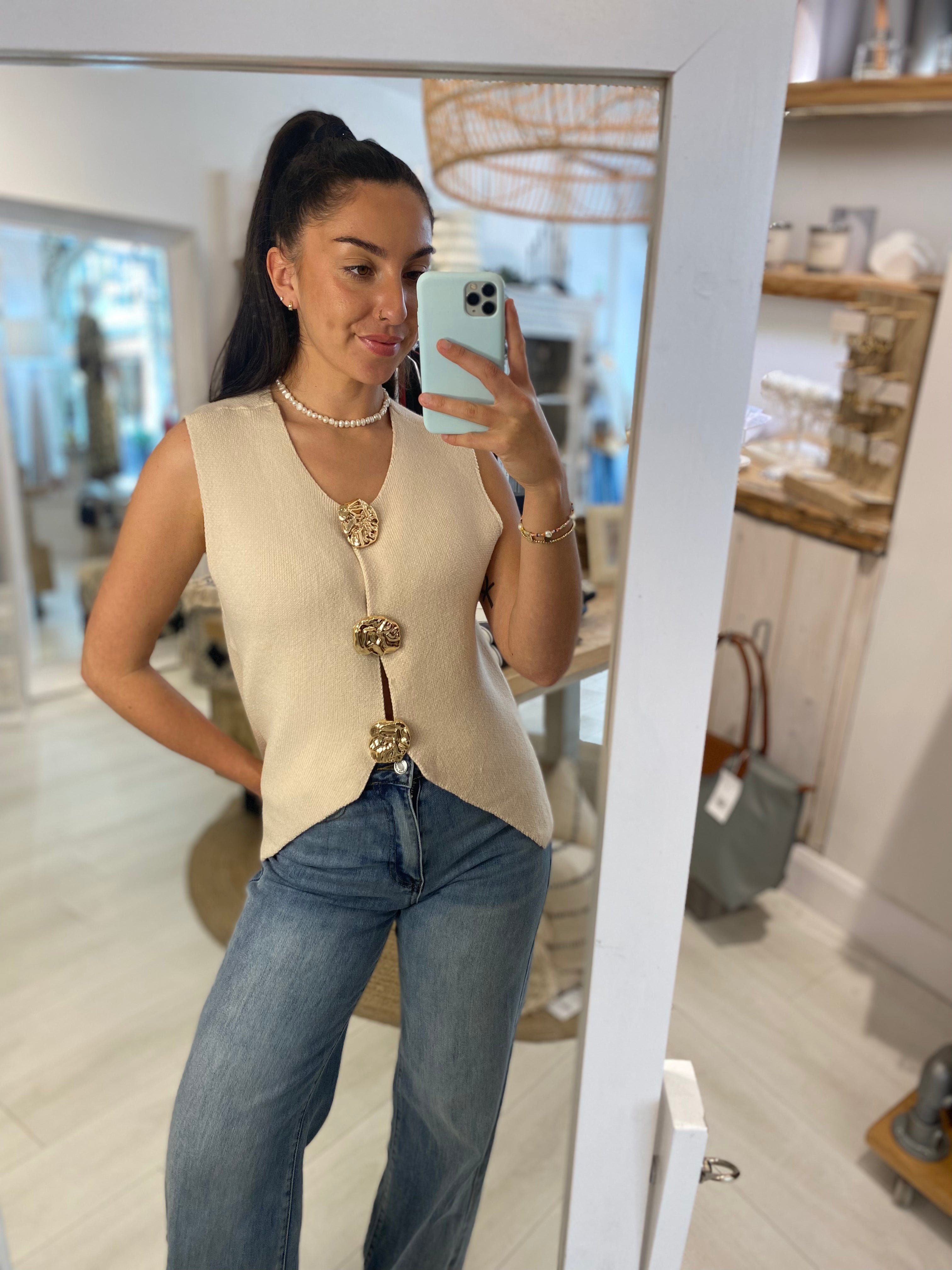 Goldie Gold Button Waistcoat