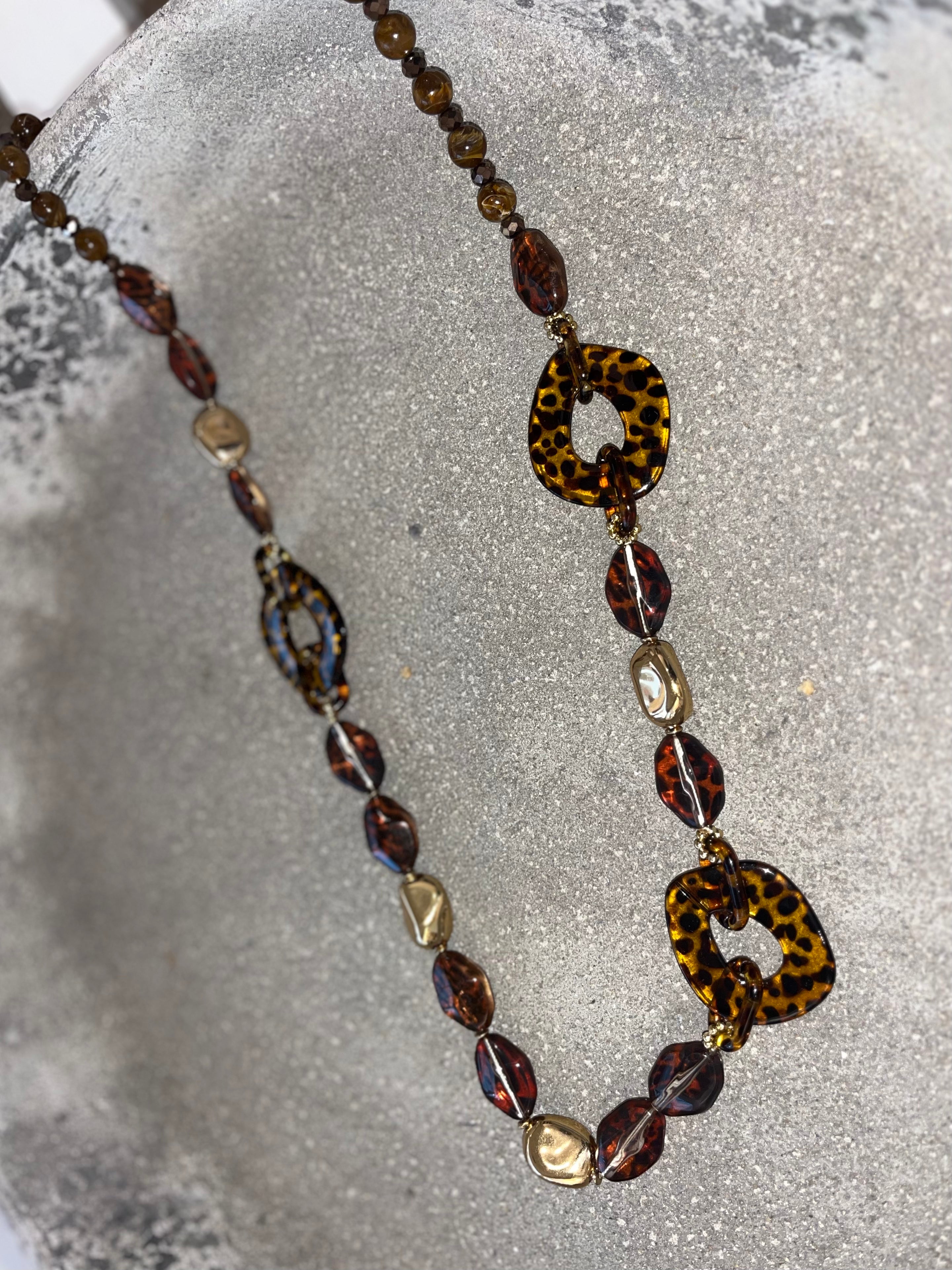 Leopard Resin Beaded Necklace