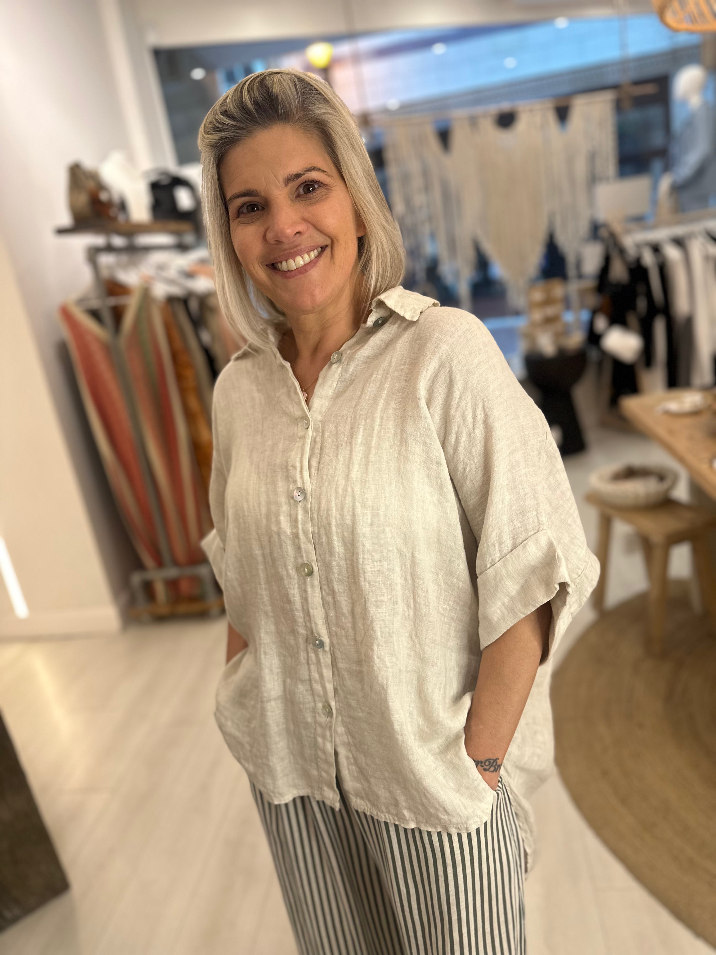 Linen Batwing Shirt